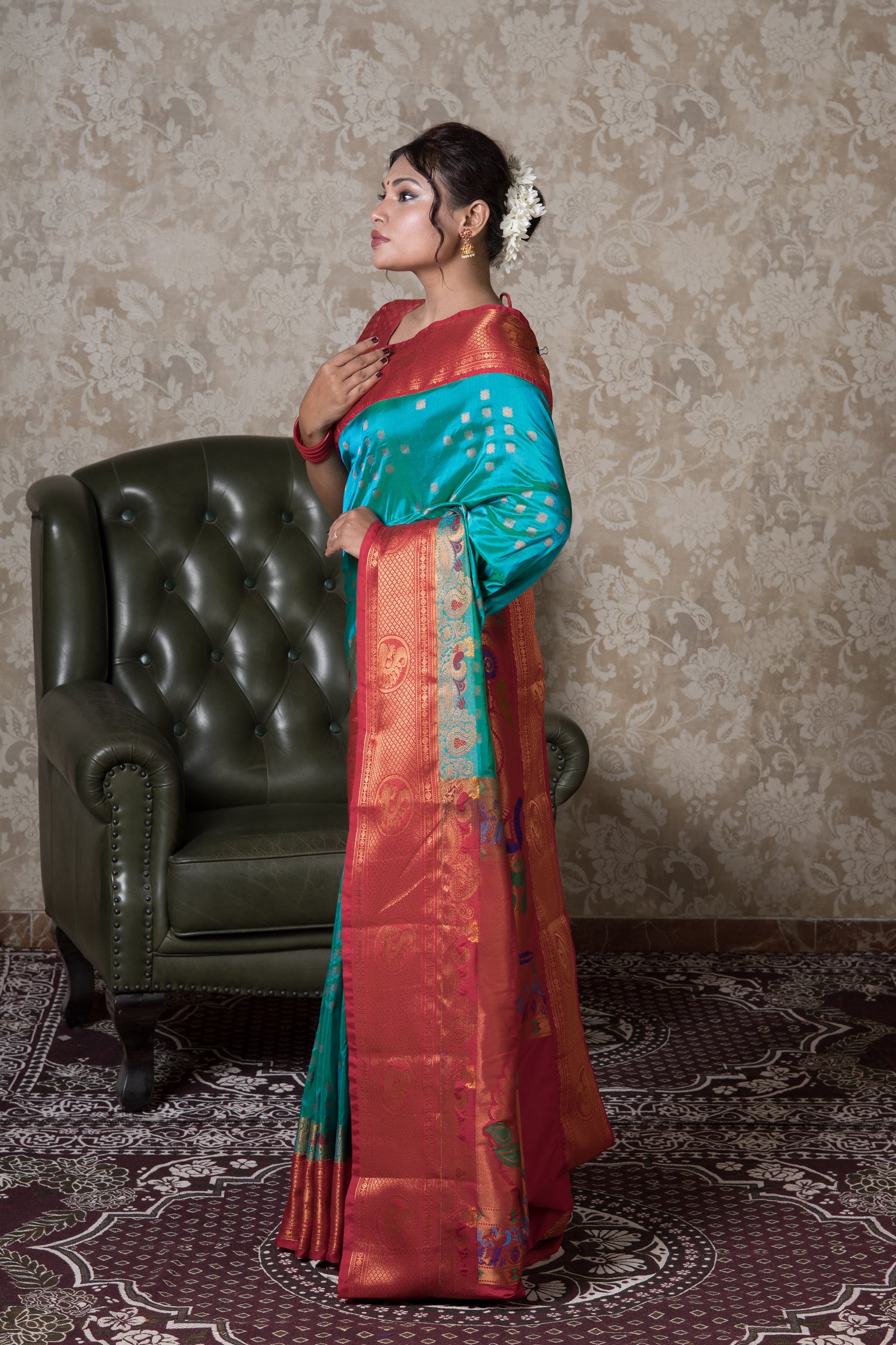Rama Green Apurva Silk Kanjivaram Saree