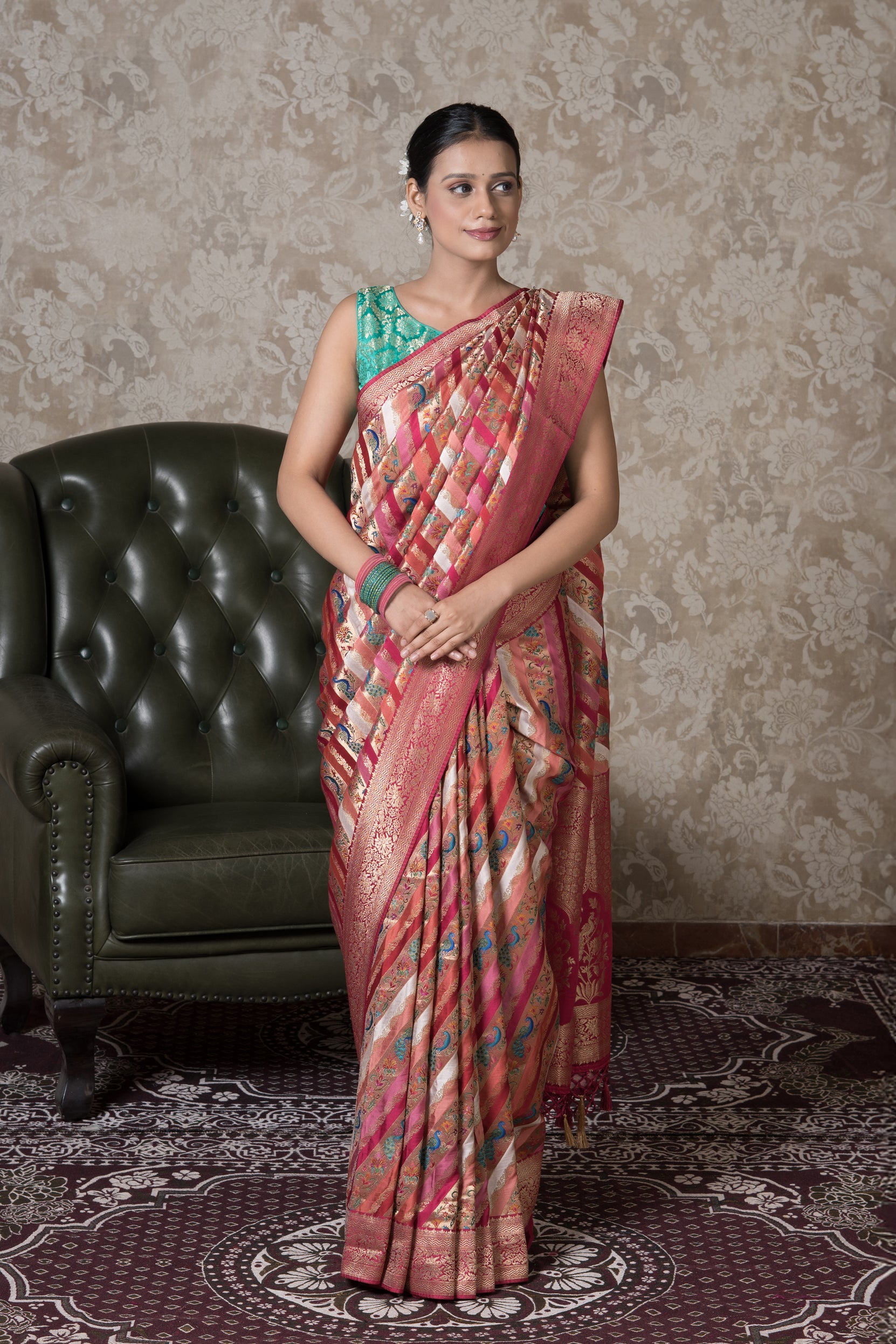 Multicolour Katan Silk Saree