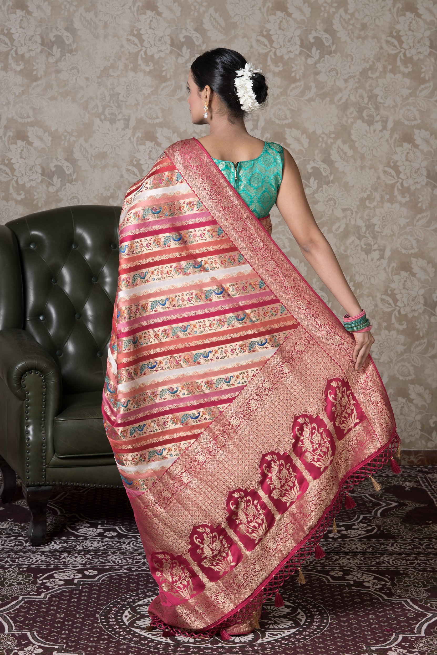 Multicolour Katan Silk Saree