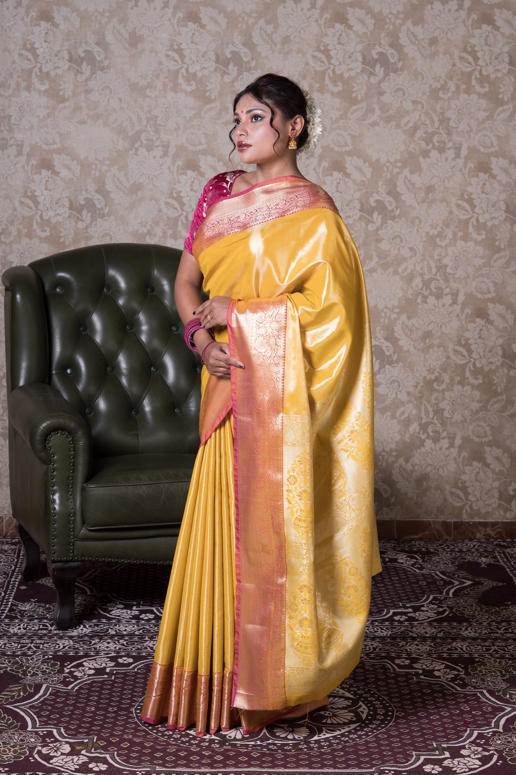 Yellow Tissue Silk Kanjivaram Saree