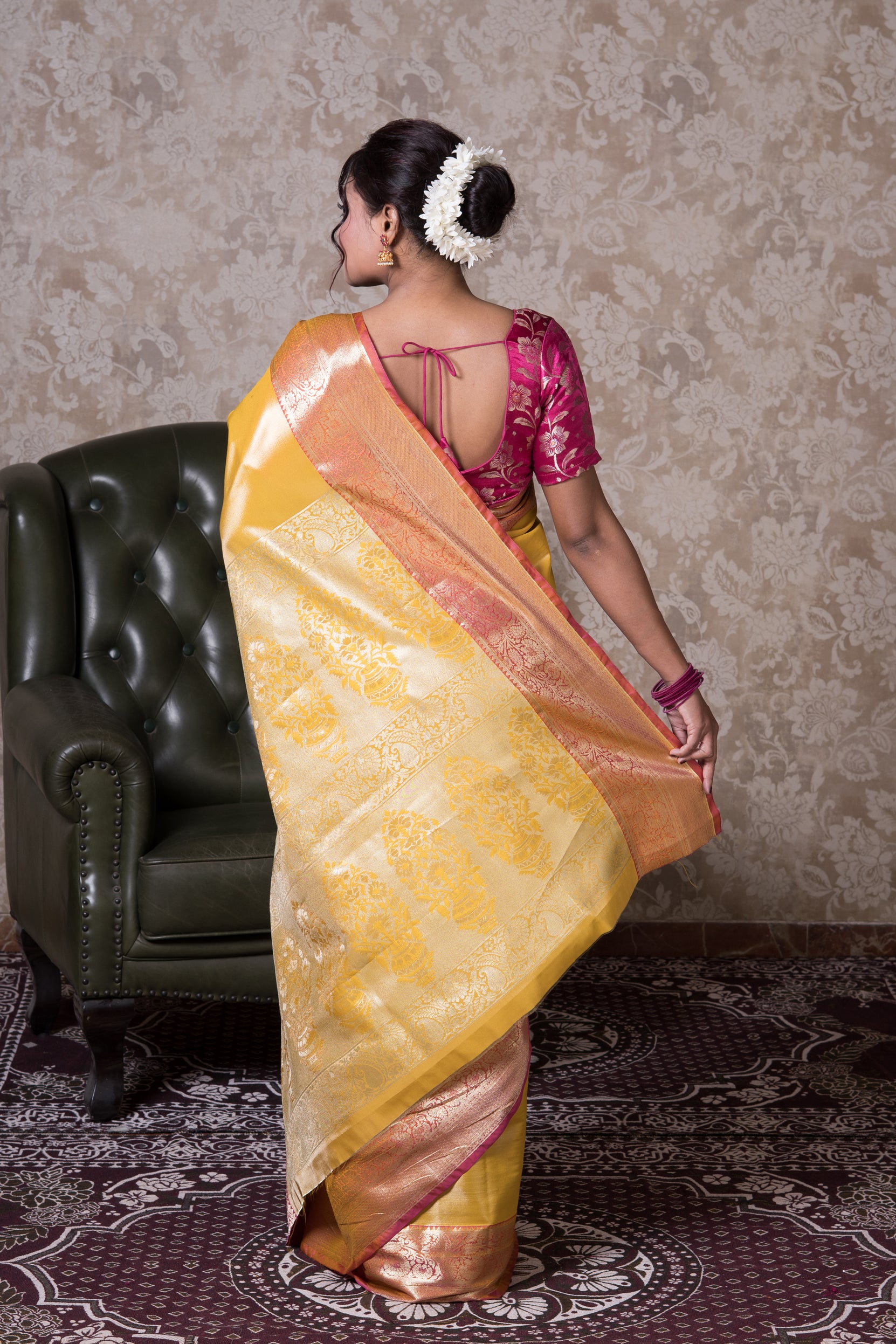 Yellow Tissue Silk Kanjivaram Saree