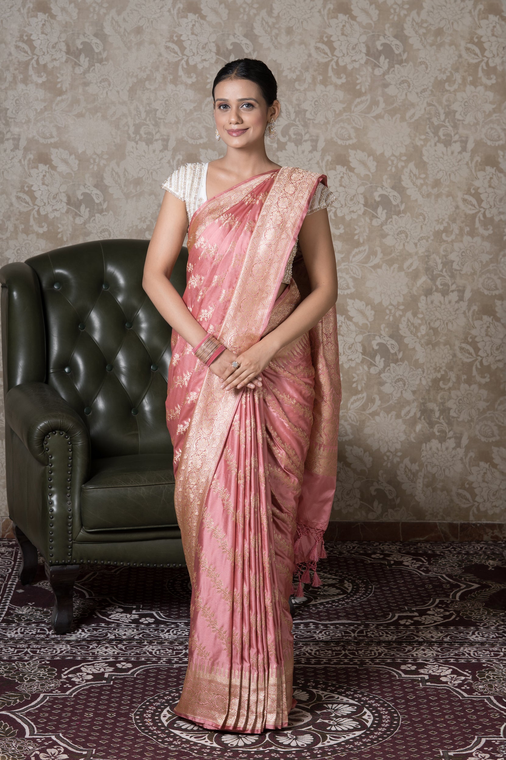 Pastel Pink Katan Silk Banarasi Saree