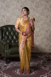 Gold Katan Silk Pashmina Saree