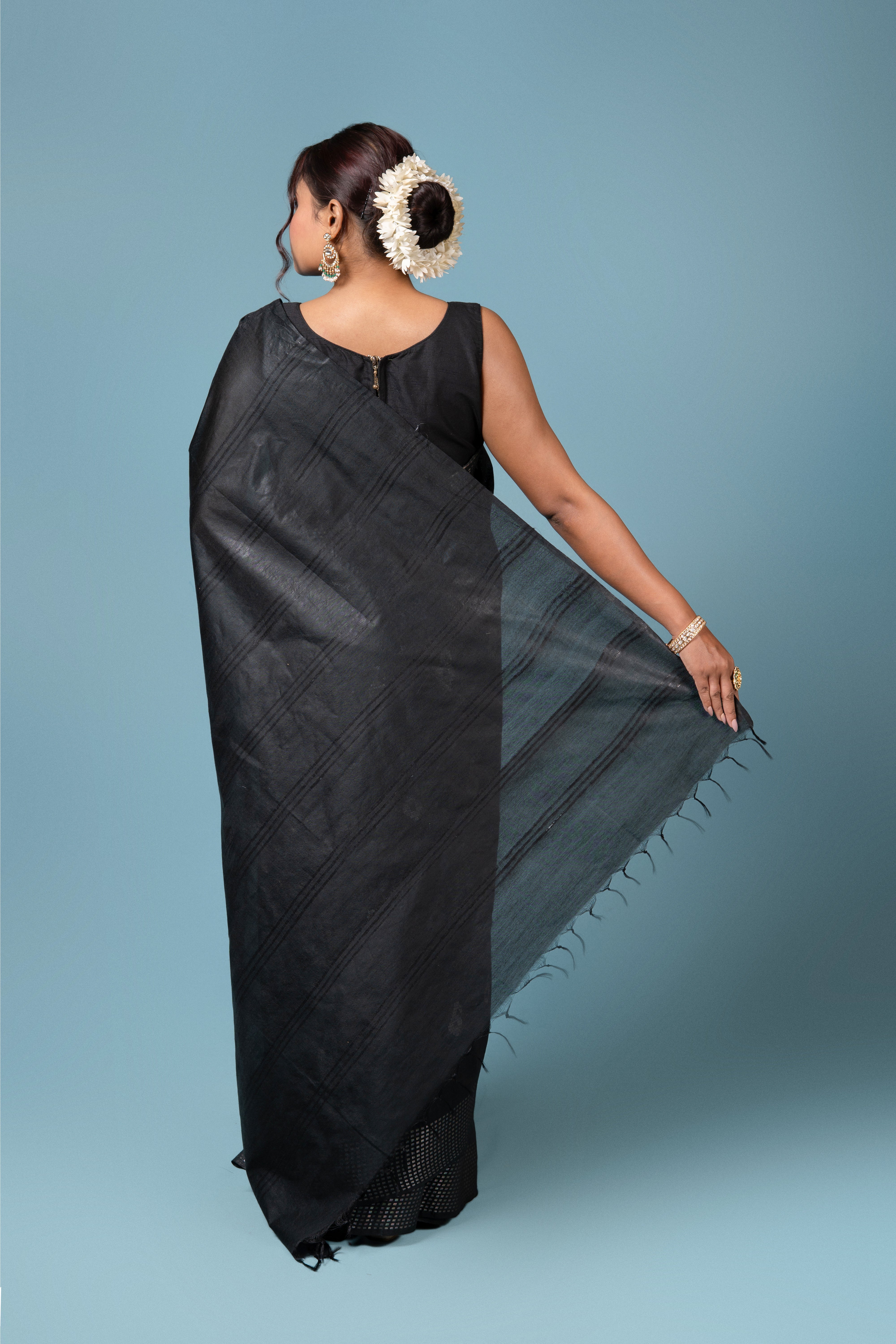 Black Tussar Silk Saree