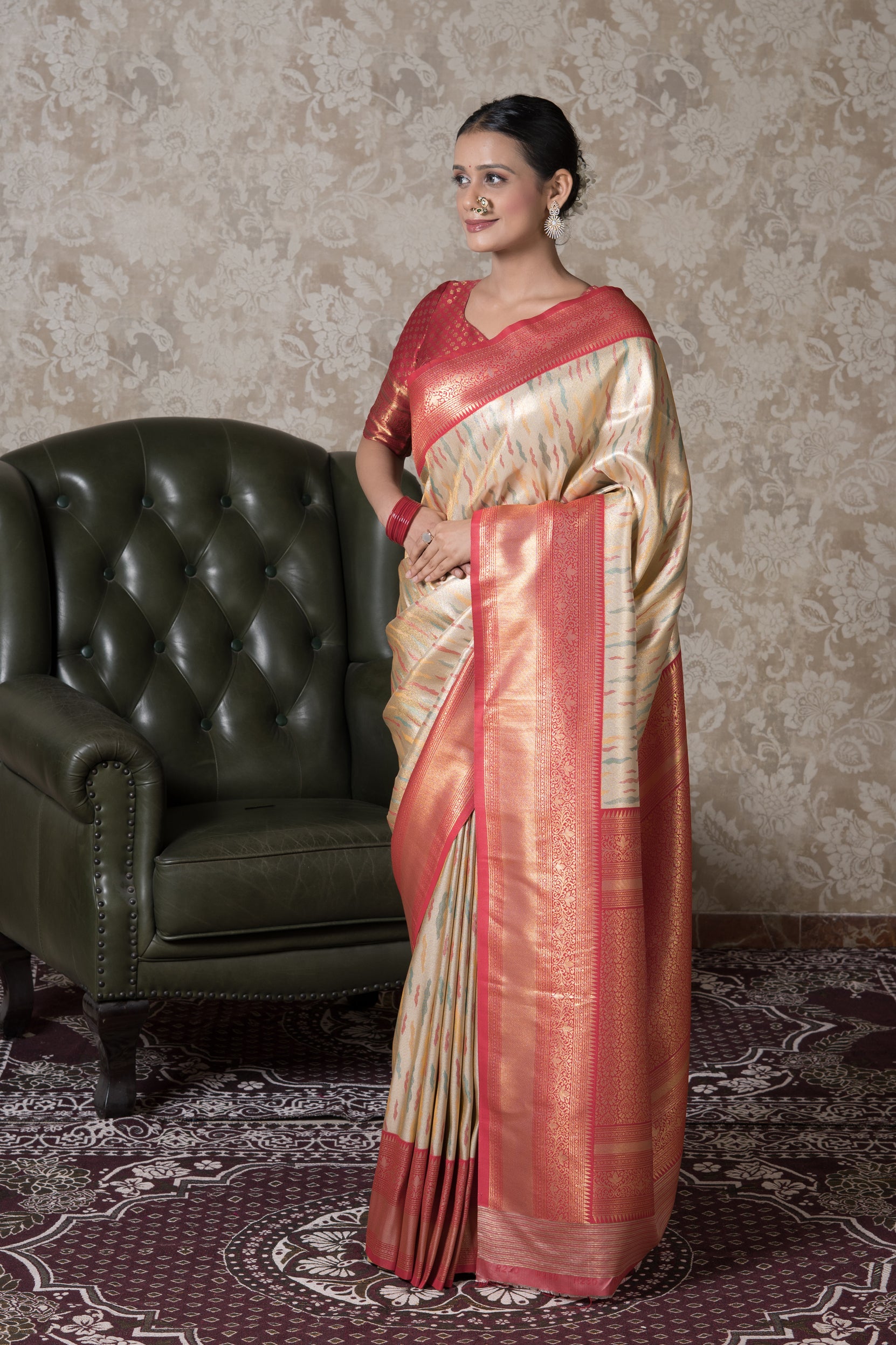 White Gold Tissue Silk Saree