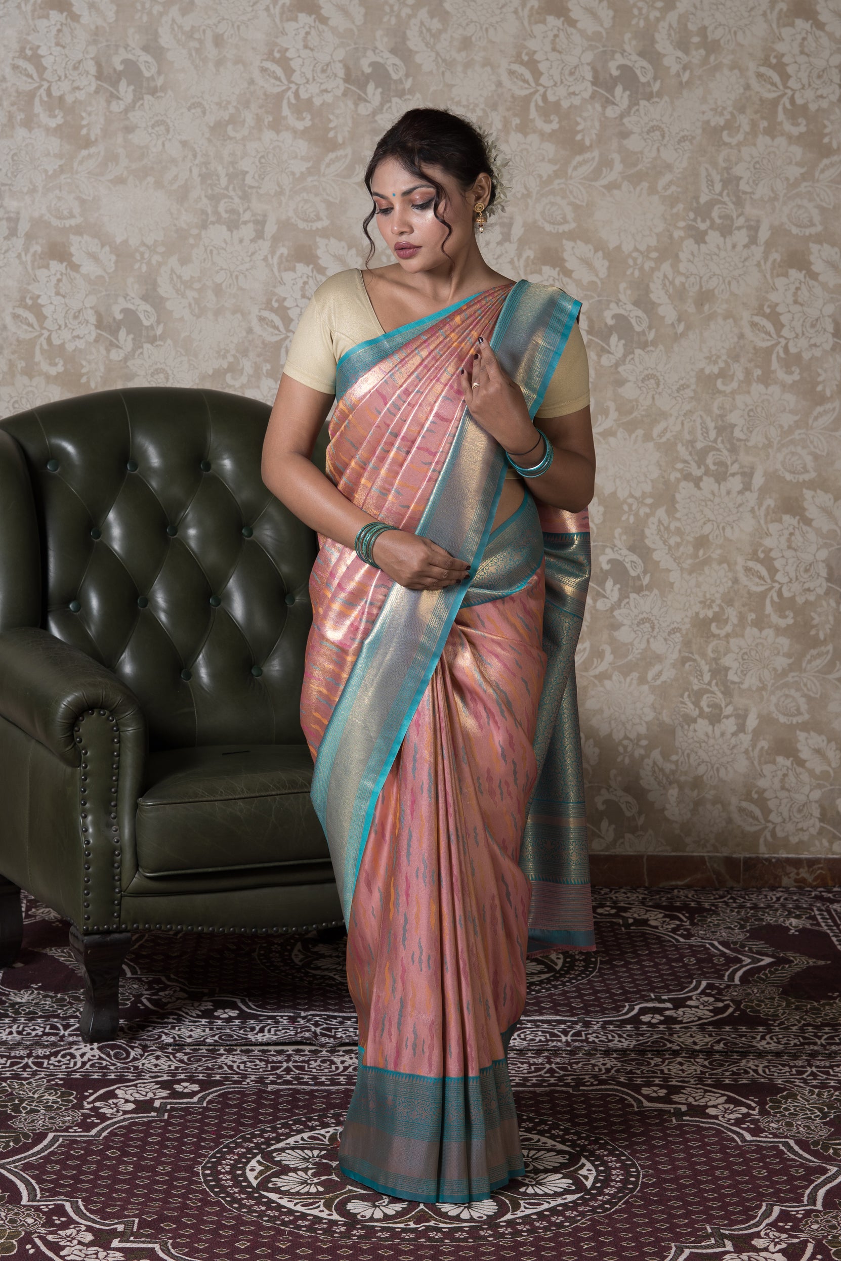 Metallic Pink Tissue Silk Saree