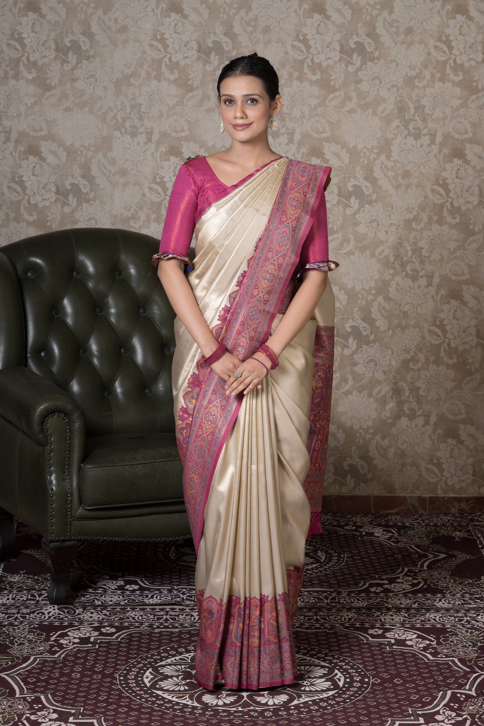 Gold Tissue Silk Pashmina Saree