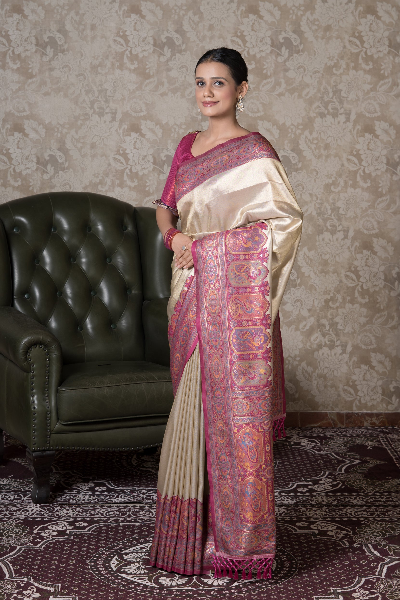 Gold Tissue Silk Pashmina Saree
