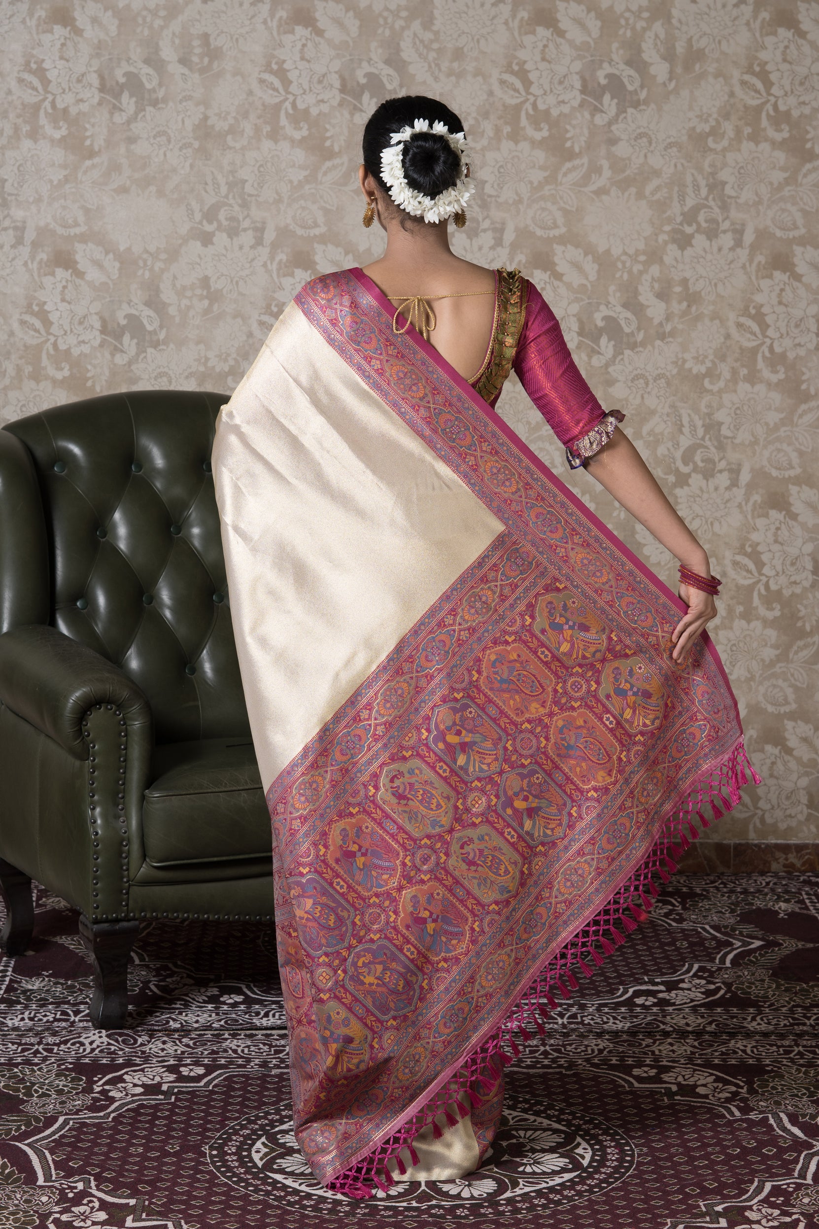 Gold Tissue Silk Pashmina Saree