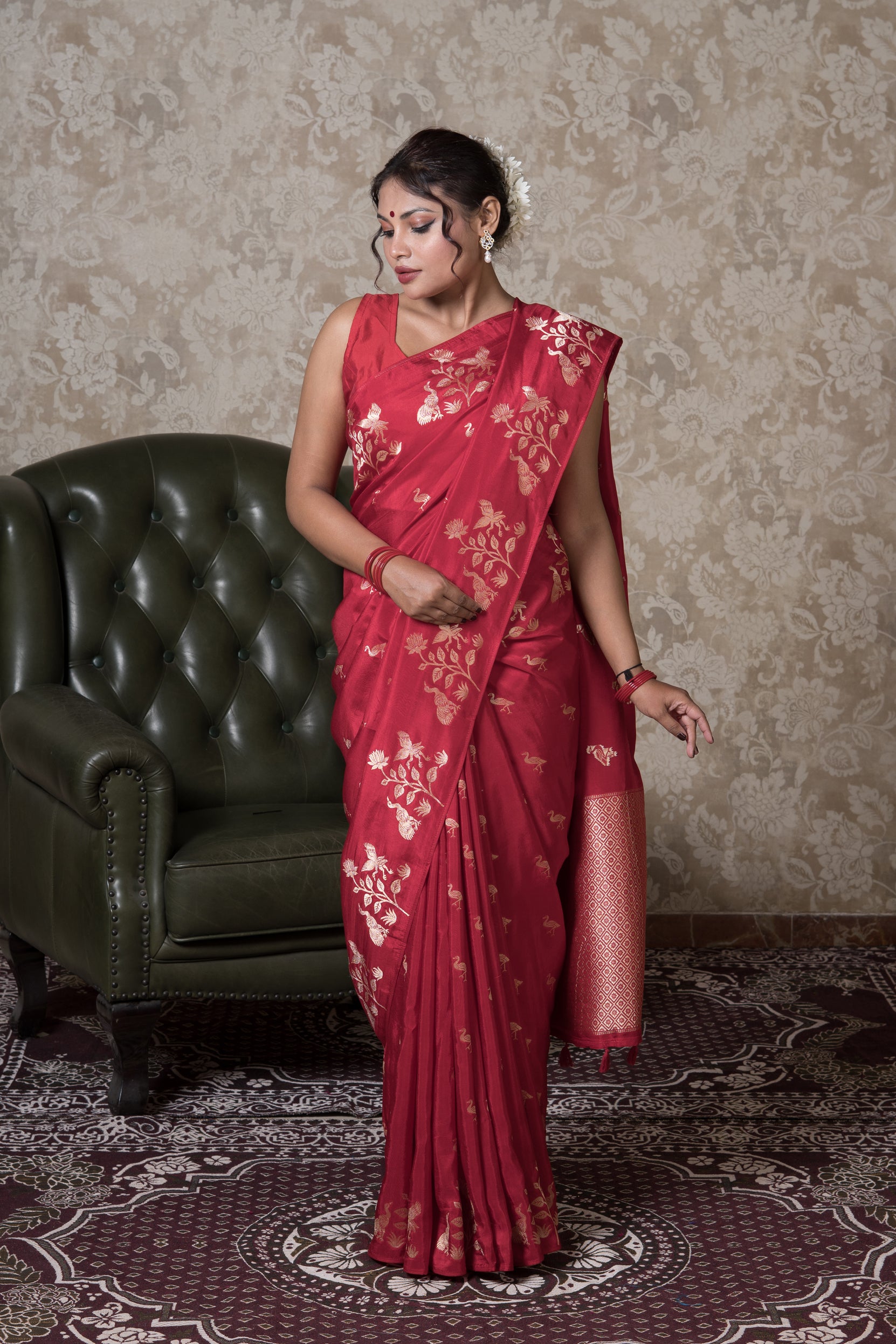 Red Dola Silk Saree