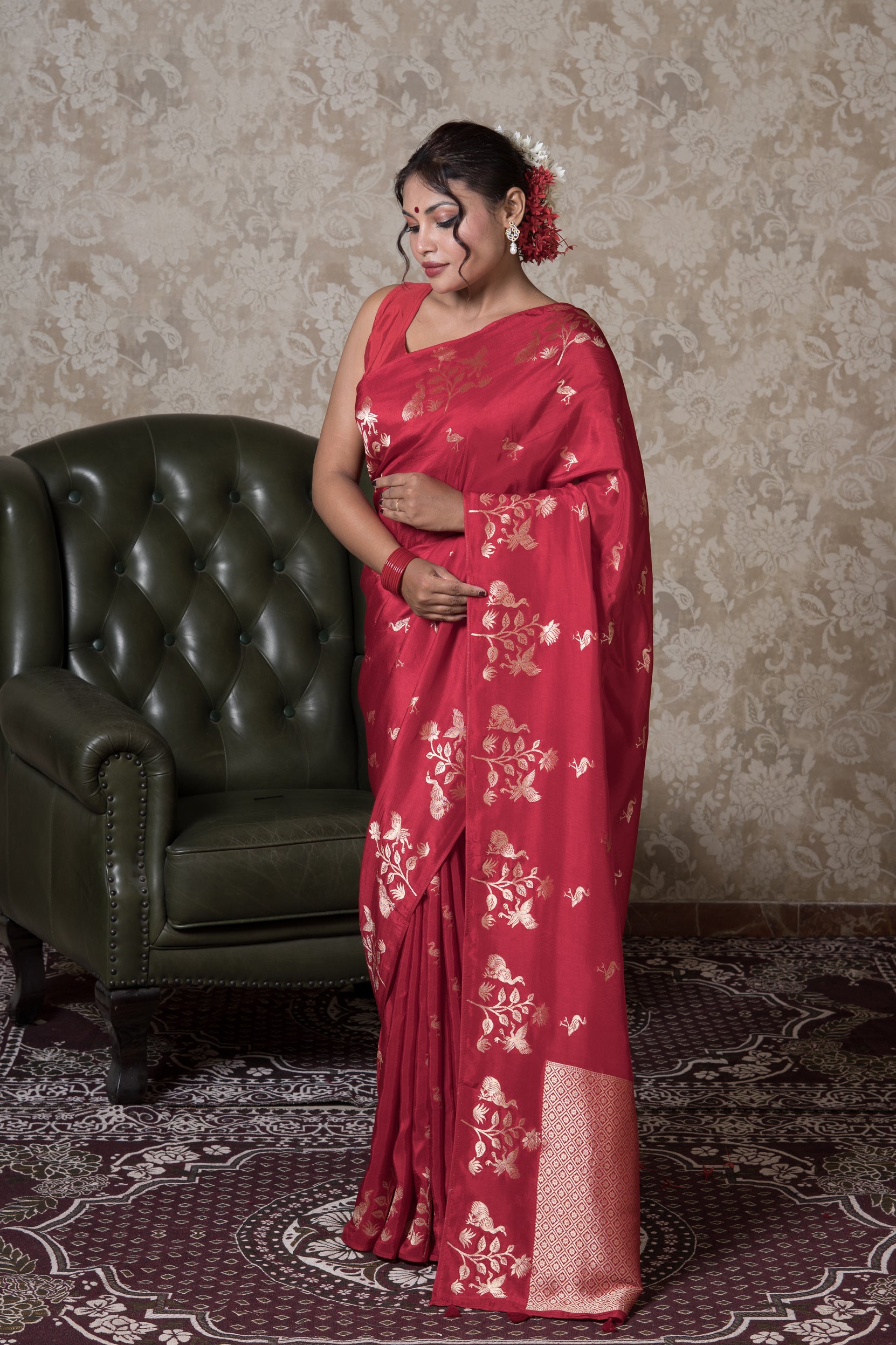 Red Dola Silk Saree