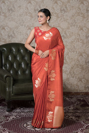 Sunset Orange Dola Silk Saree