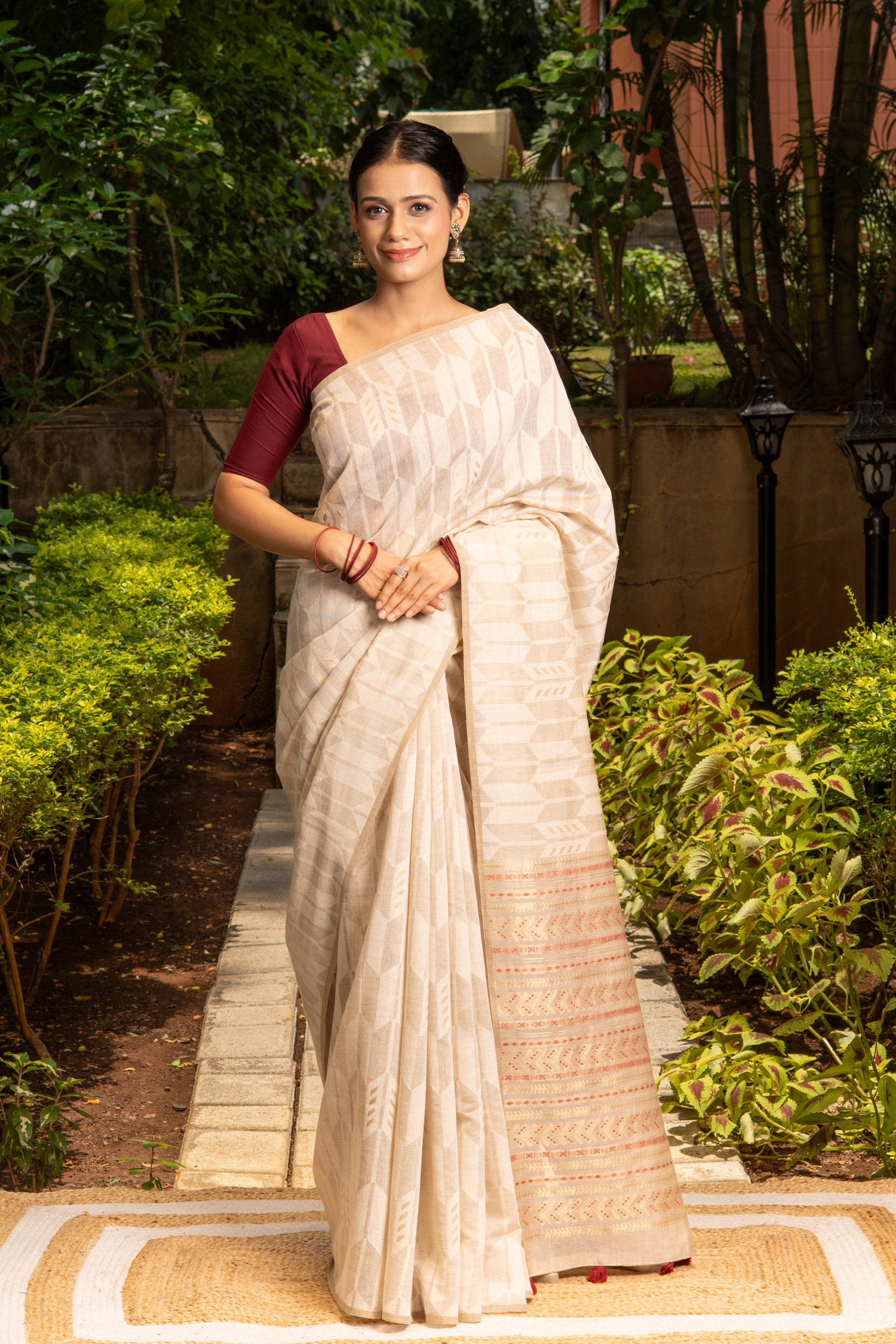 Earthy Beige Cotton Saree