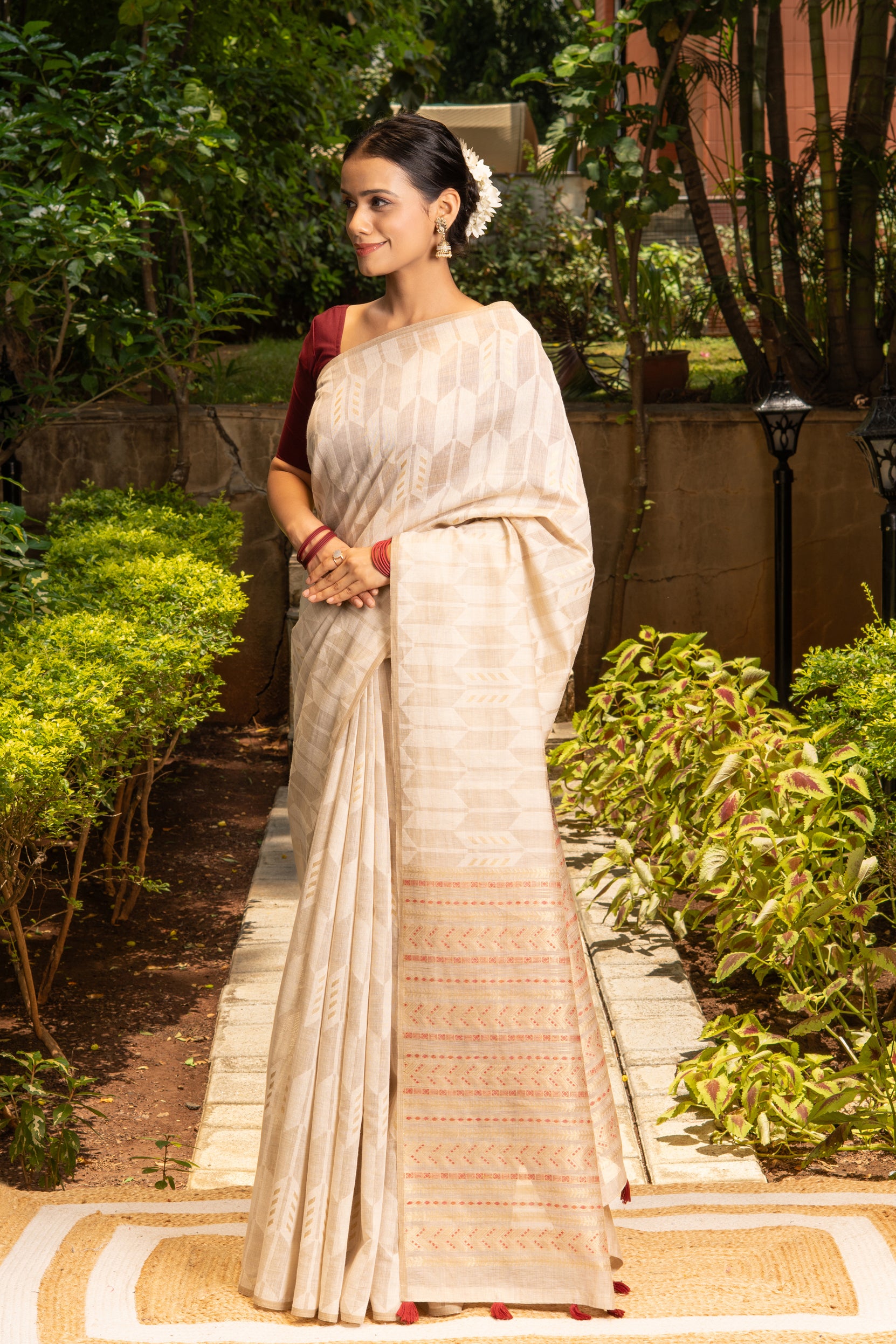Earthy Beige Cotton Saree