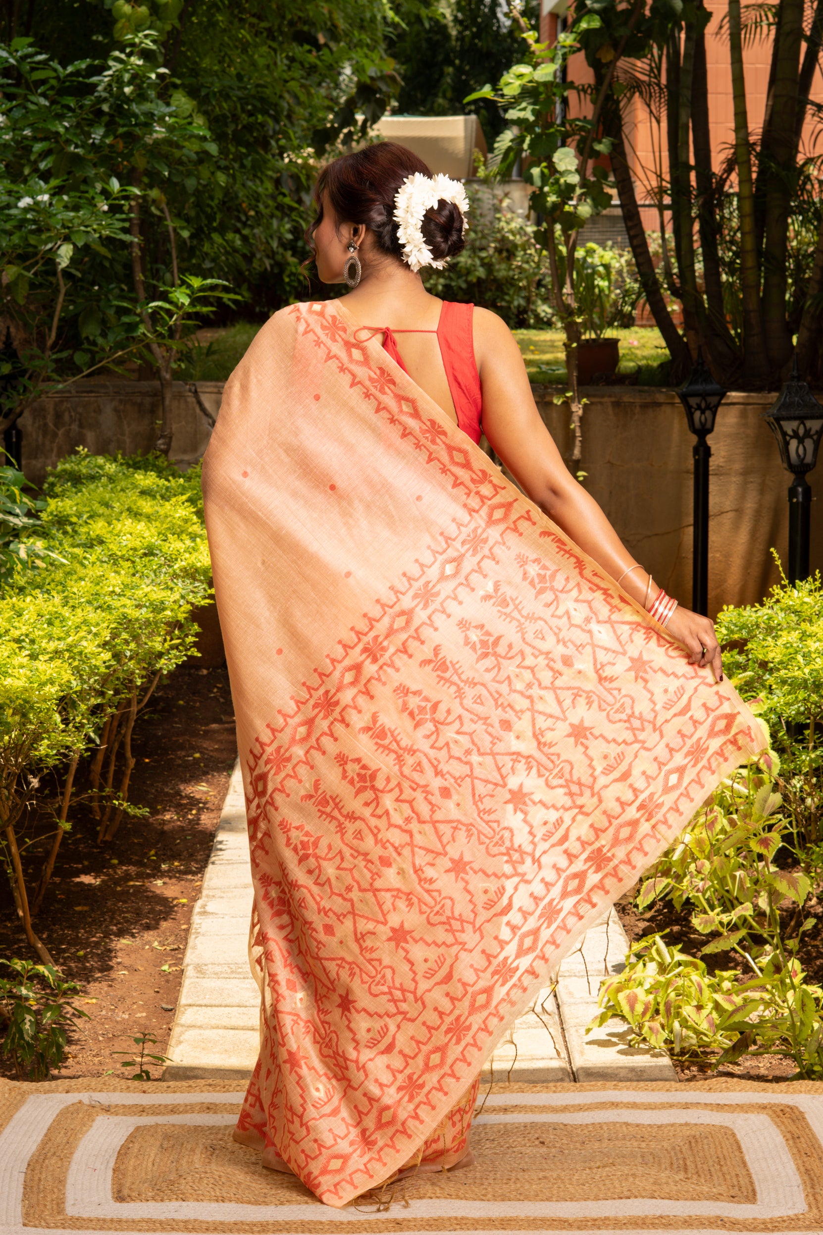 Peach Cotton Saree