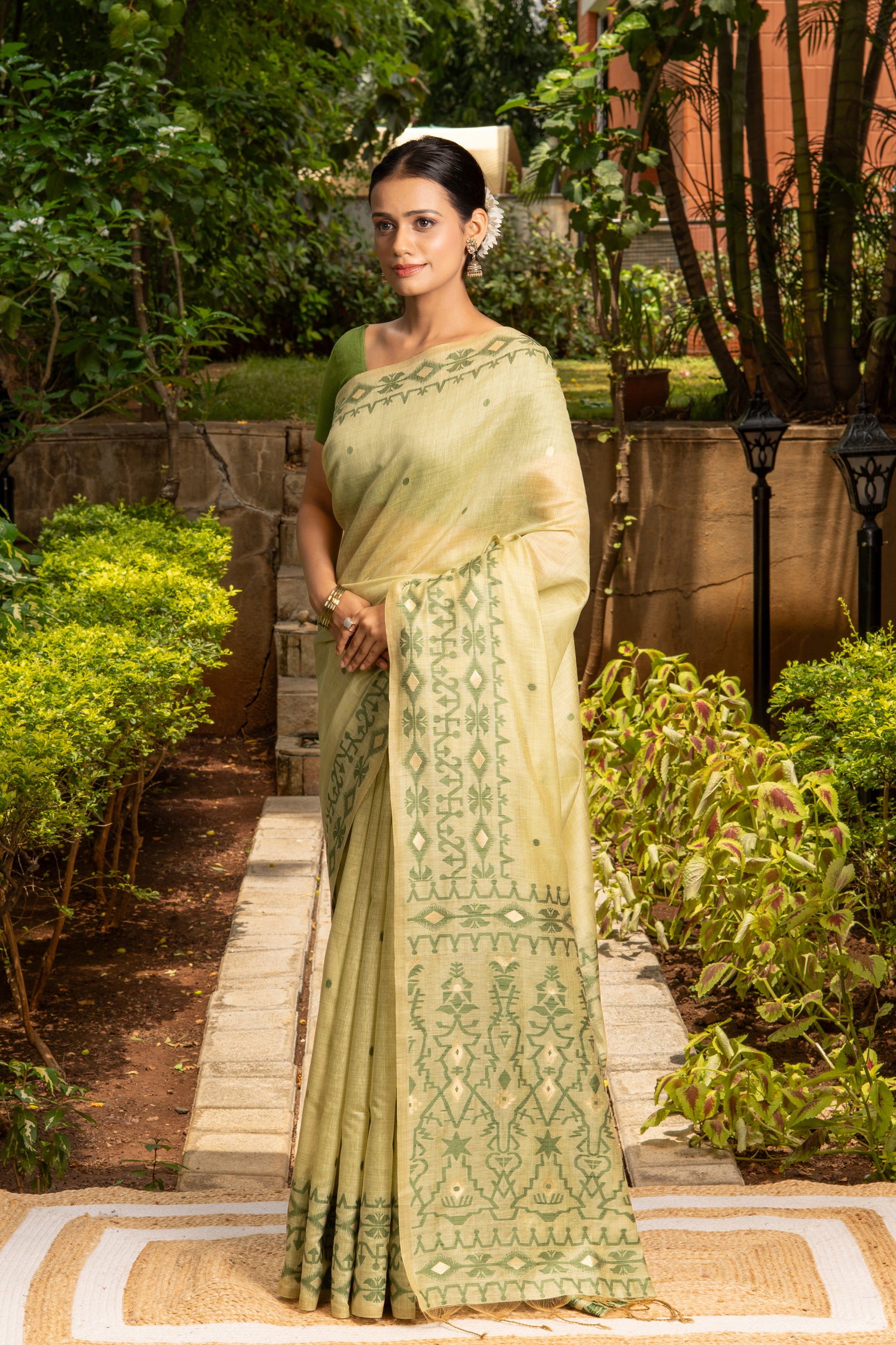 Green Cotton Saree