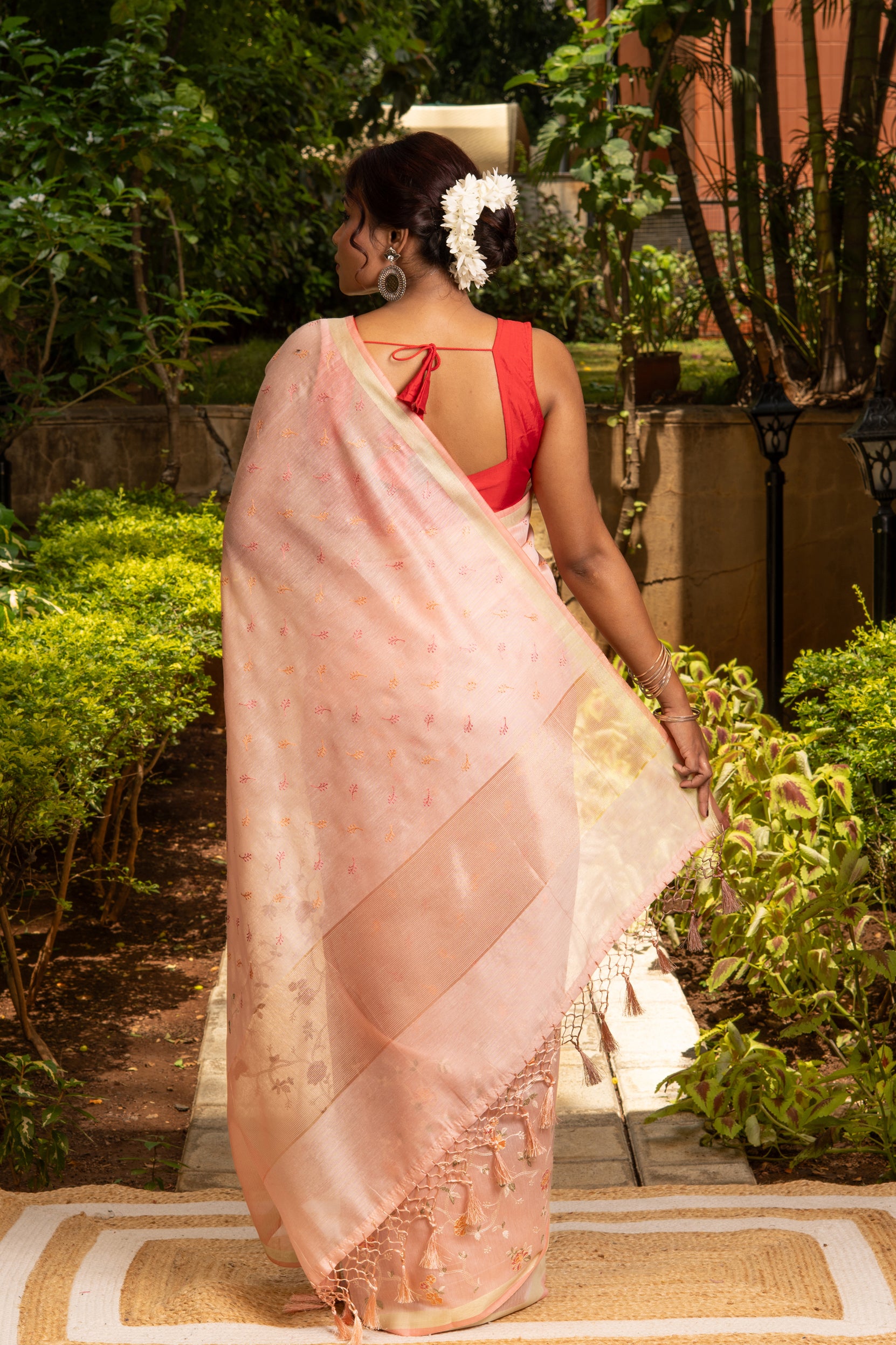 Baby Pink Linen Saree