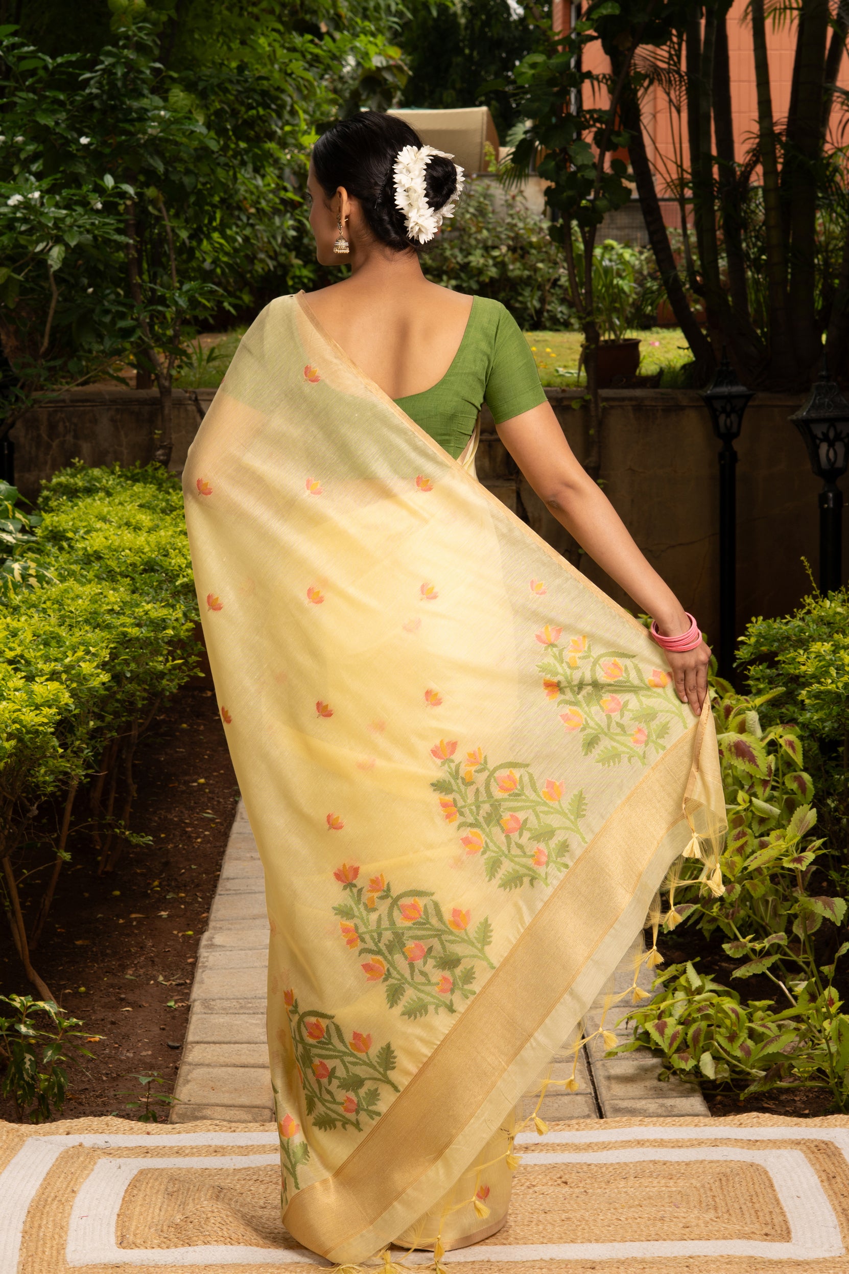 Sunny Yellow Cotton Printed Saree