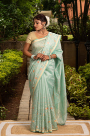 Pastel Green Linen Saree