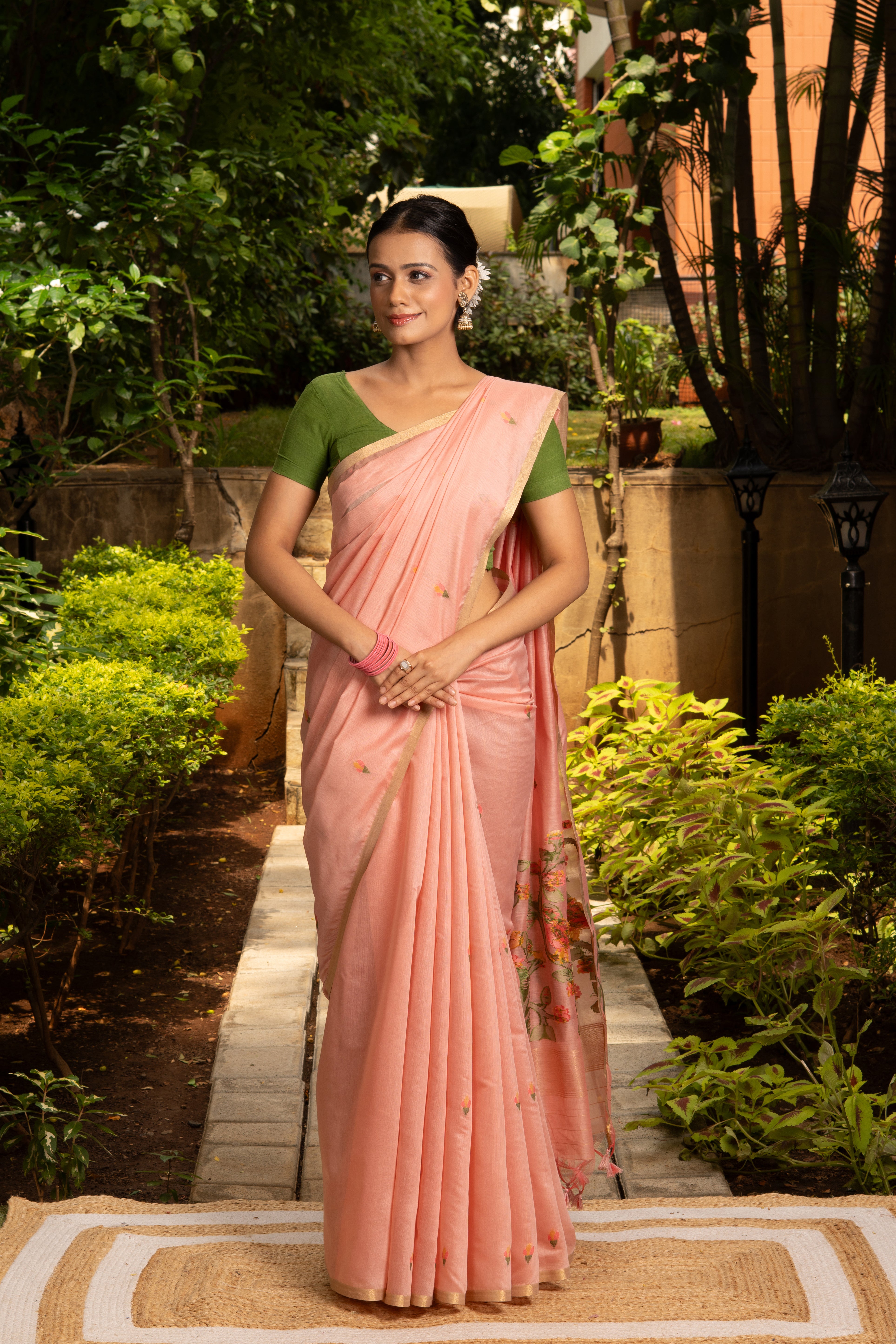 Pastel Pink Cotton Saree