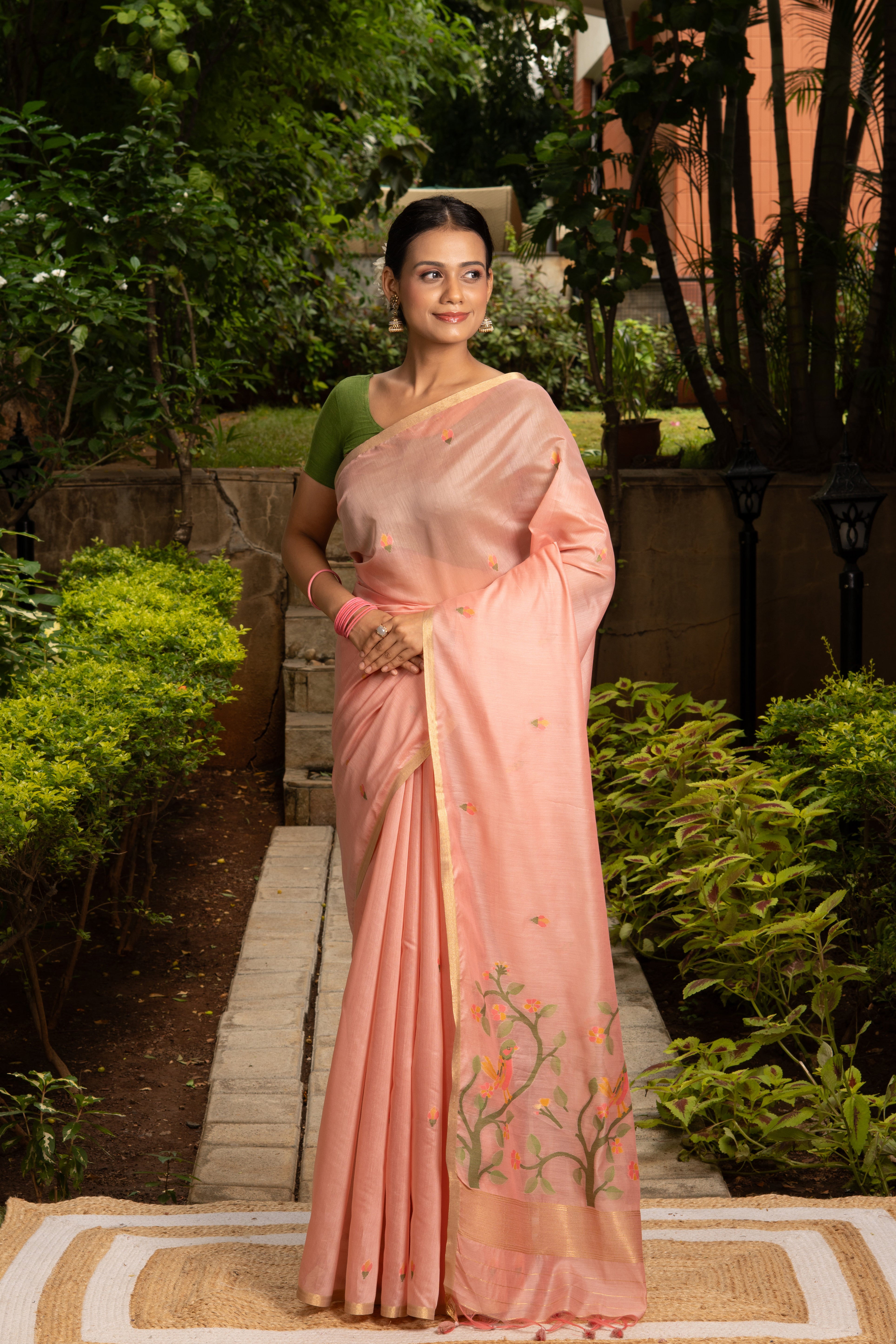 Pastel Pink Cotton Saree