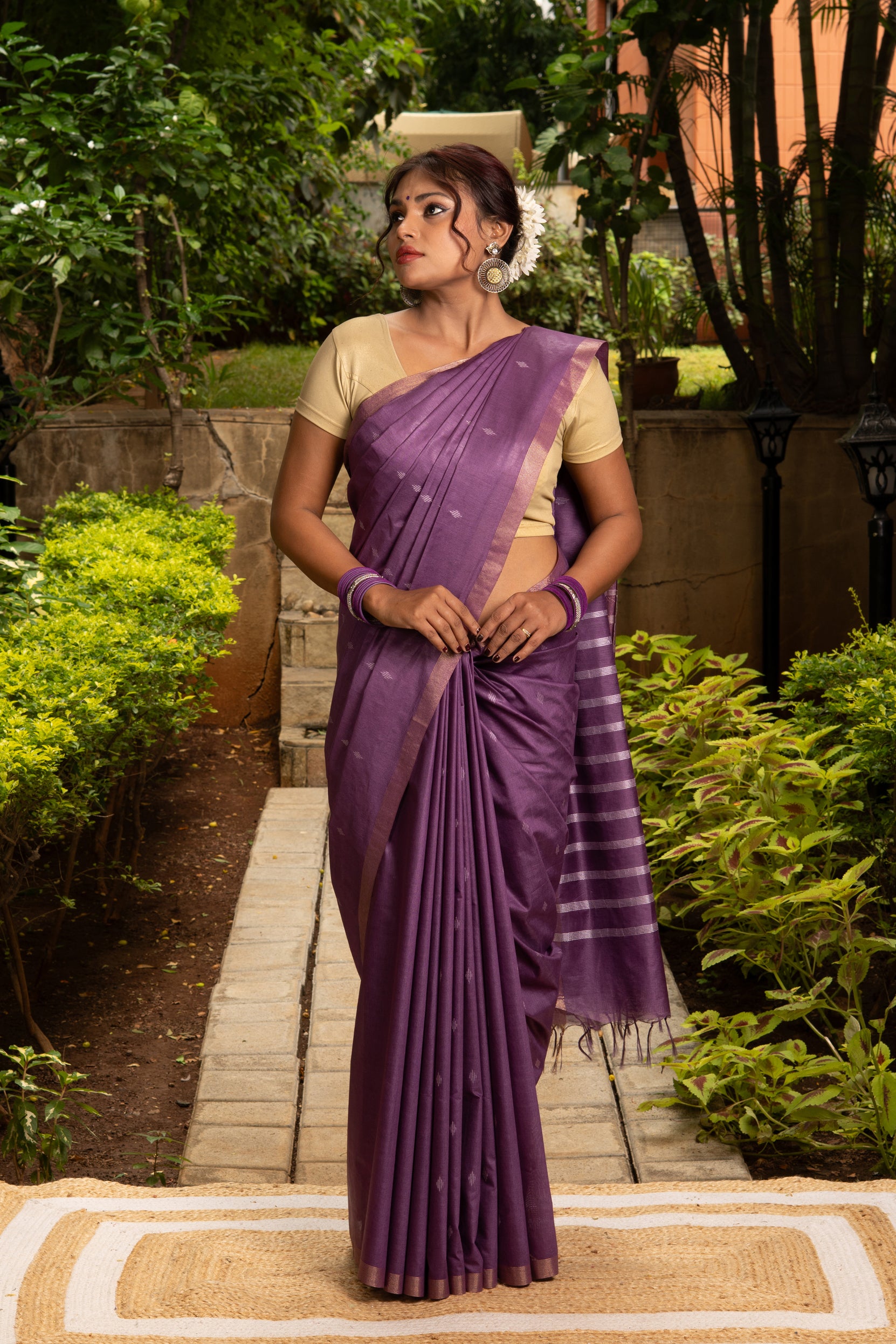 Purple Cotton Saree