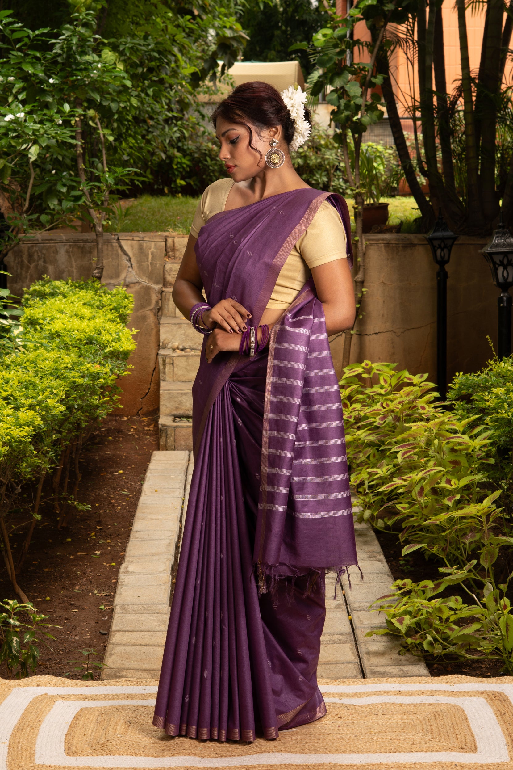 Purple Cotton Saree