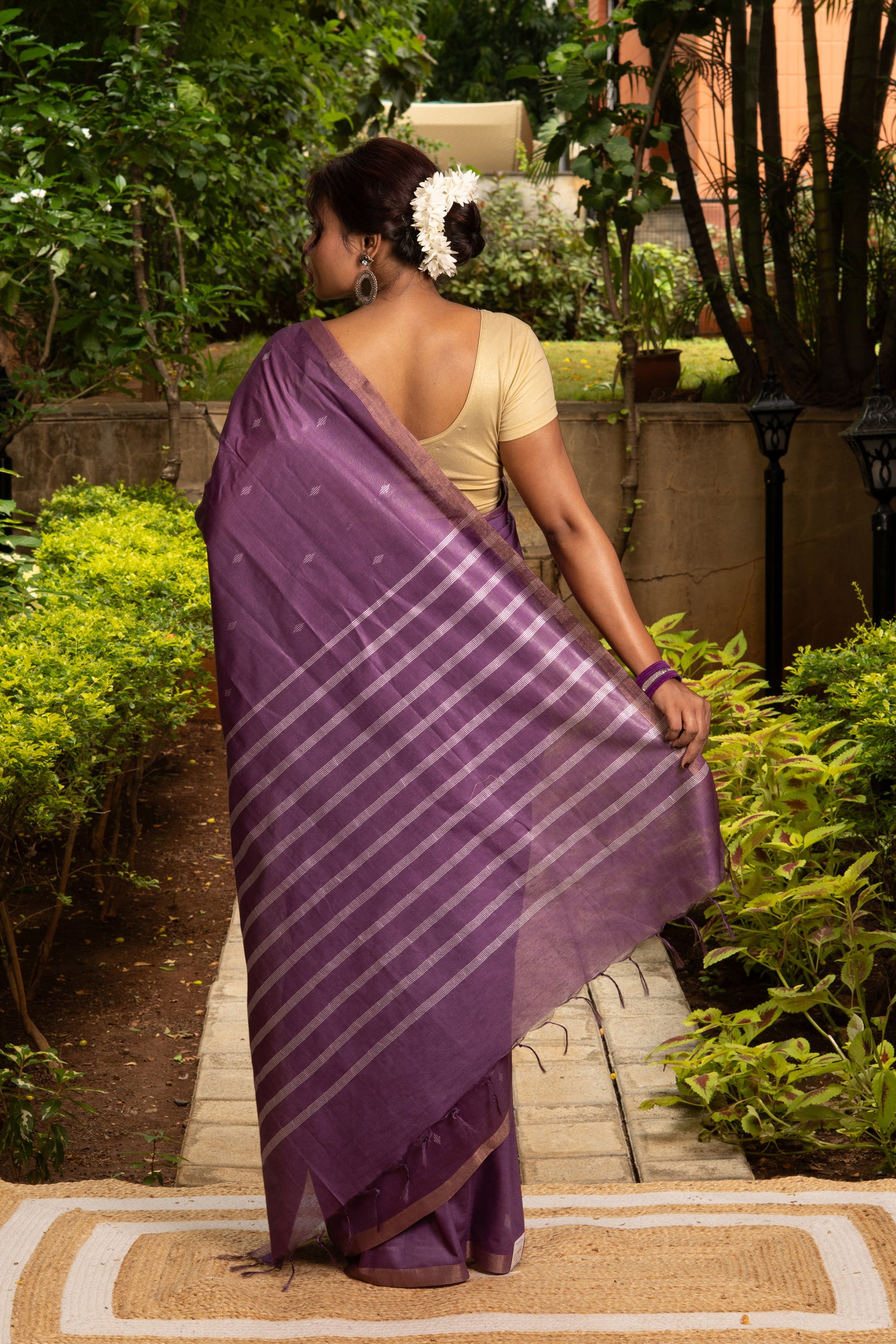 Purple Cotton Saree