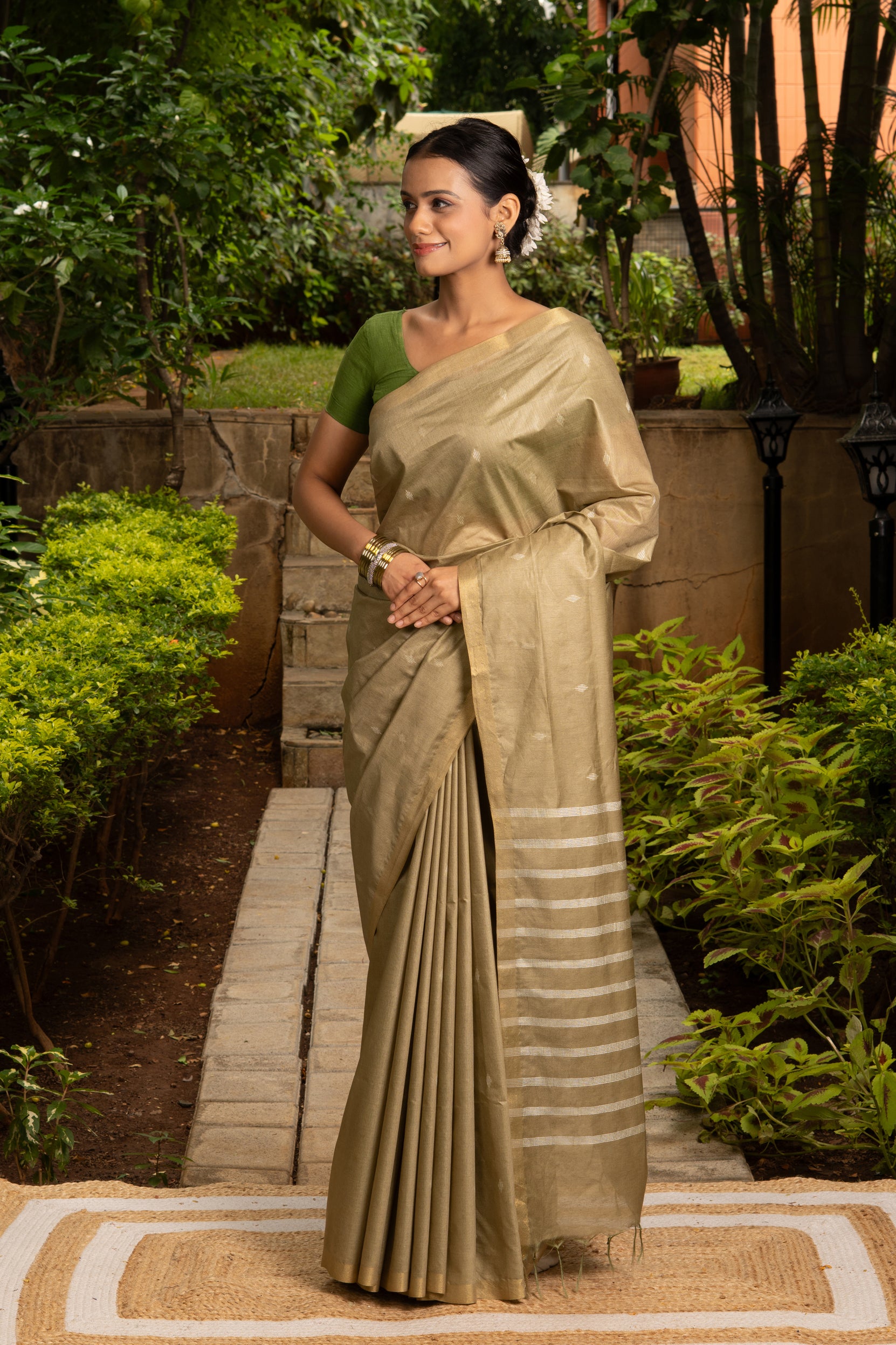 Mehndi Cotton Saree