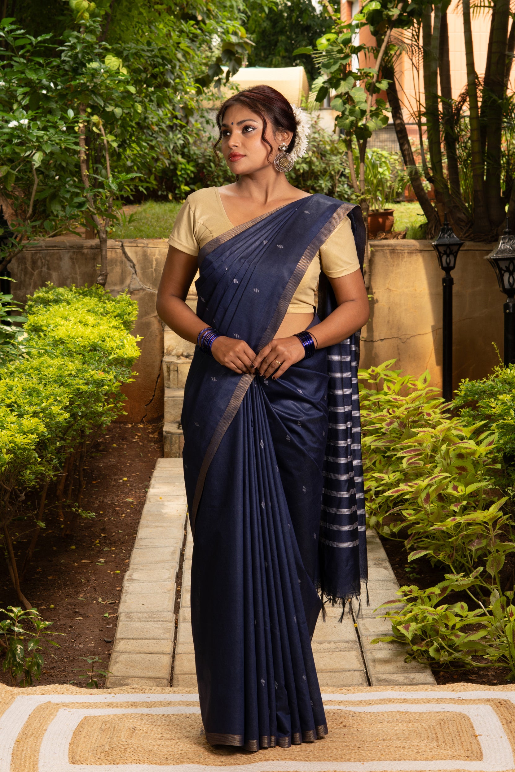 Midnight Blue Cotton Saree
