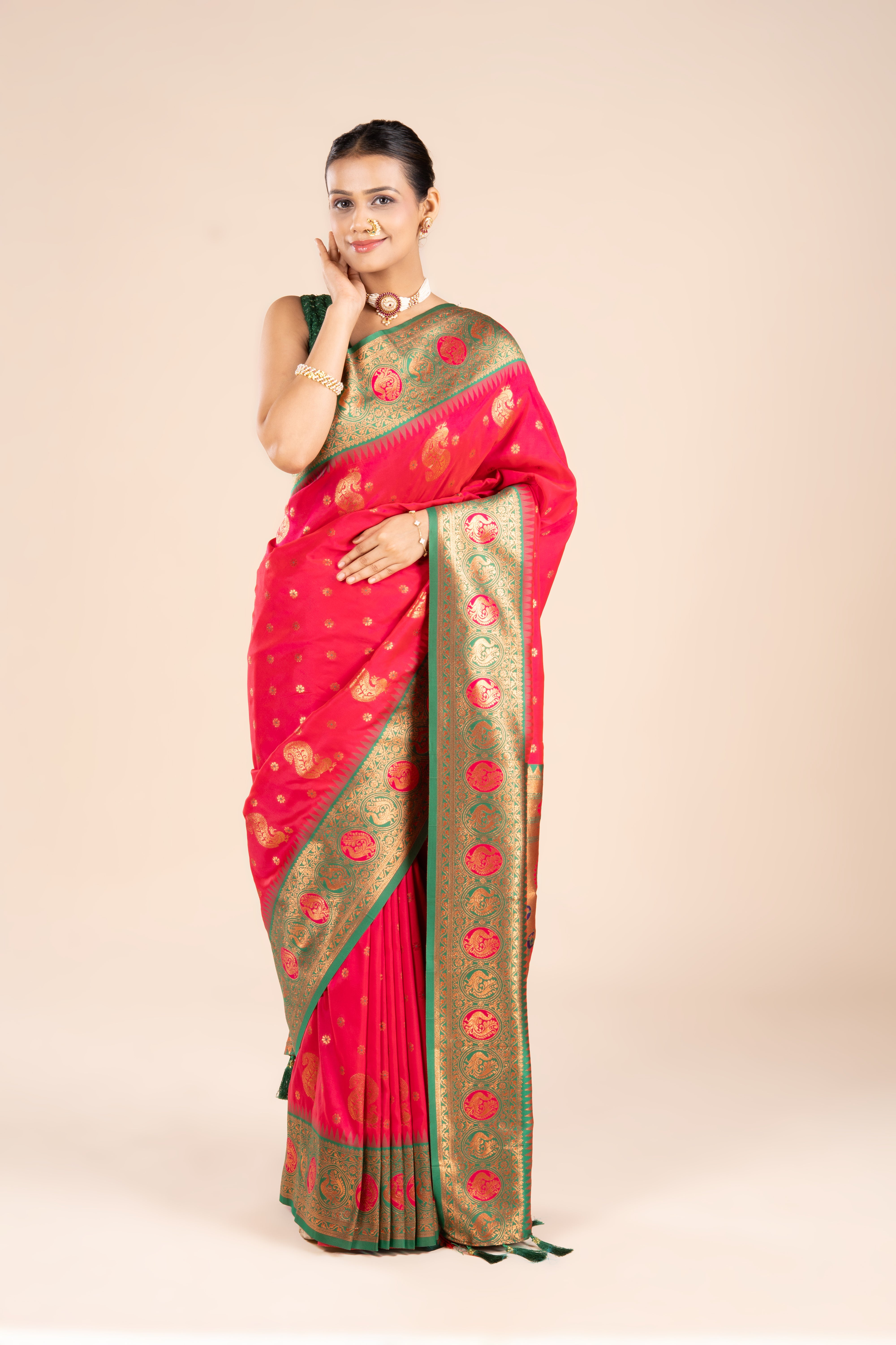 Rani Pink Katan Silk Paithani Saree