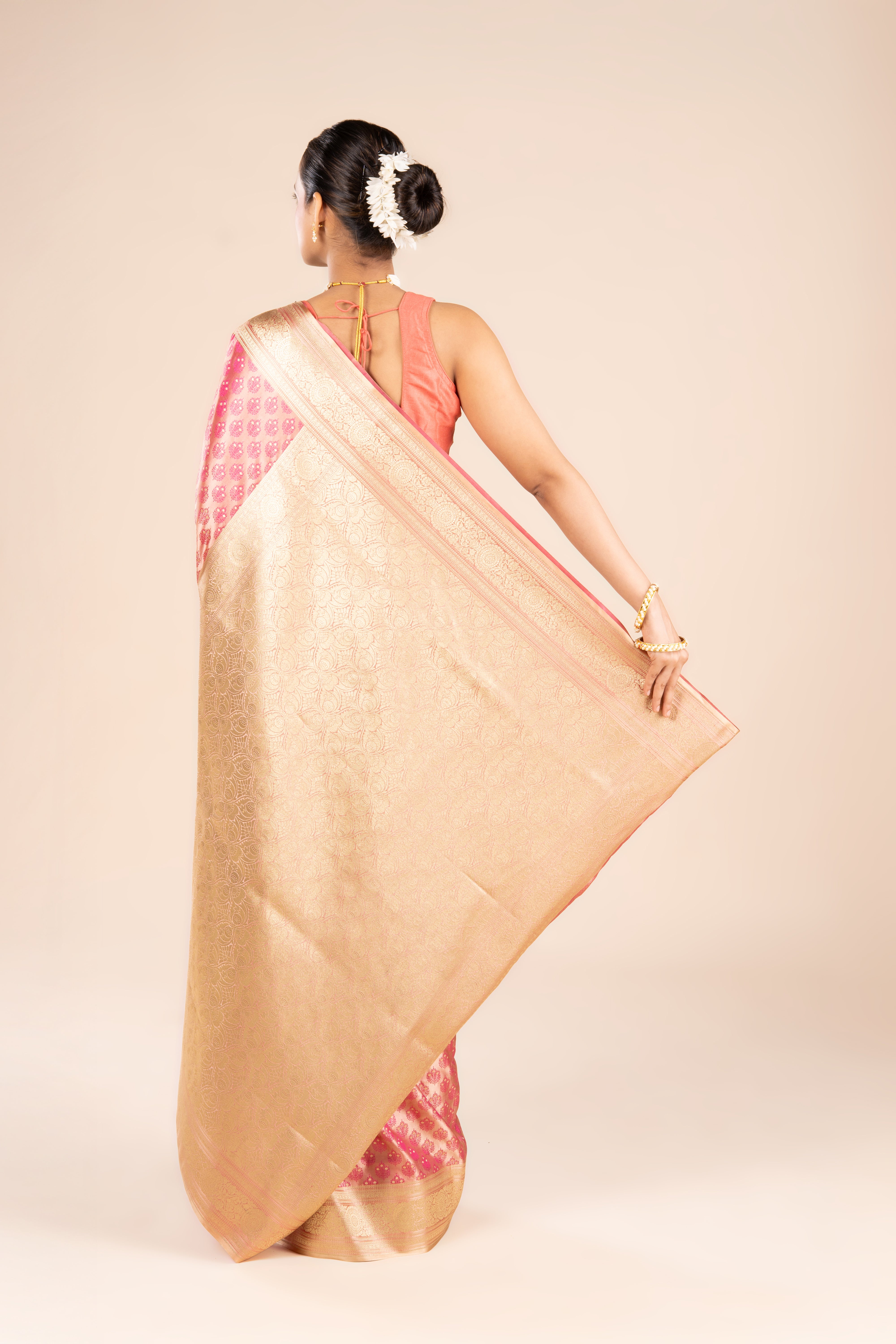 Pastel Pink Soft Silk Banarasi Saree