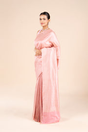 Pastel Pink Katan Silk Banarasi Saree with Leheriya pattern