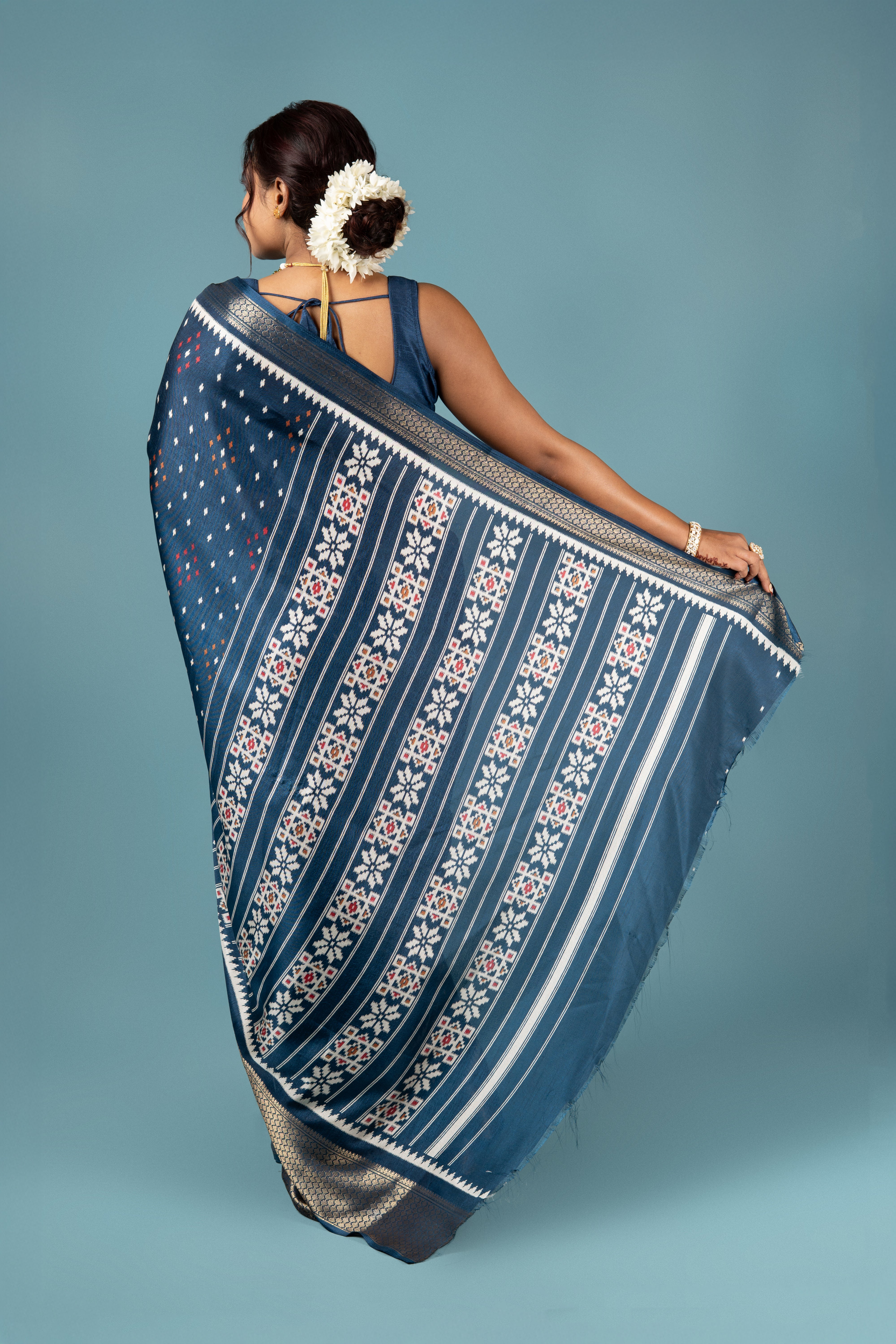 Blue Tussar Silk Saree
