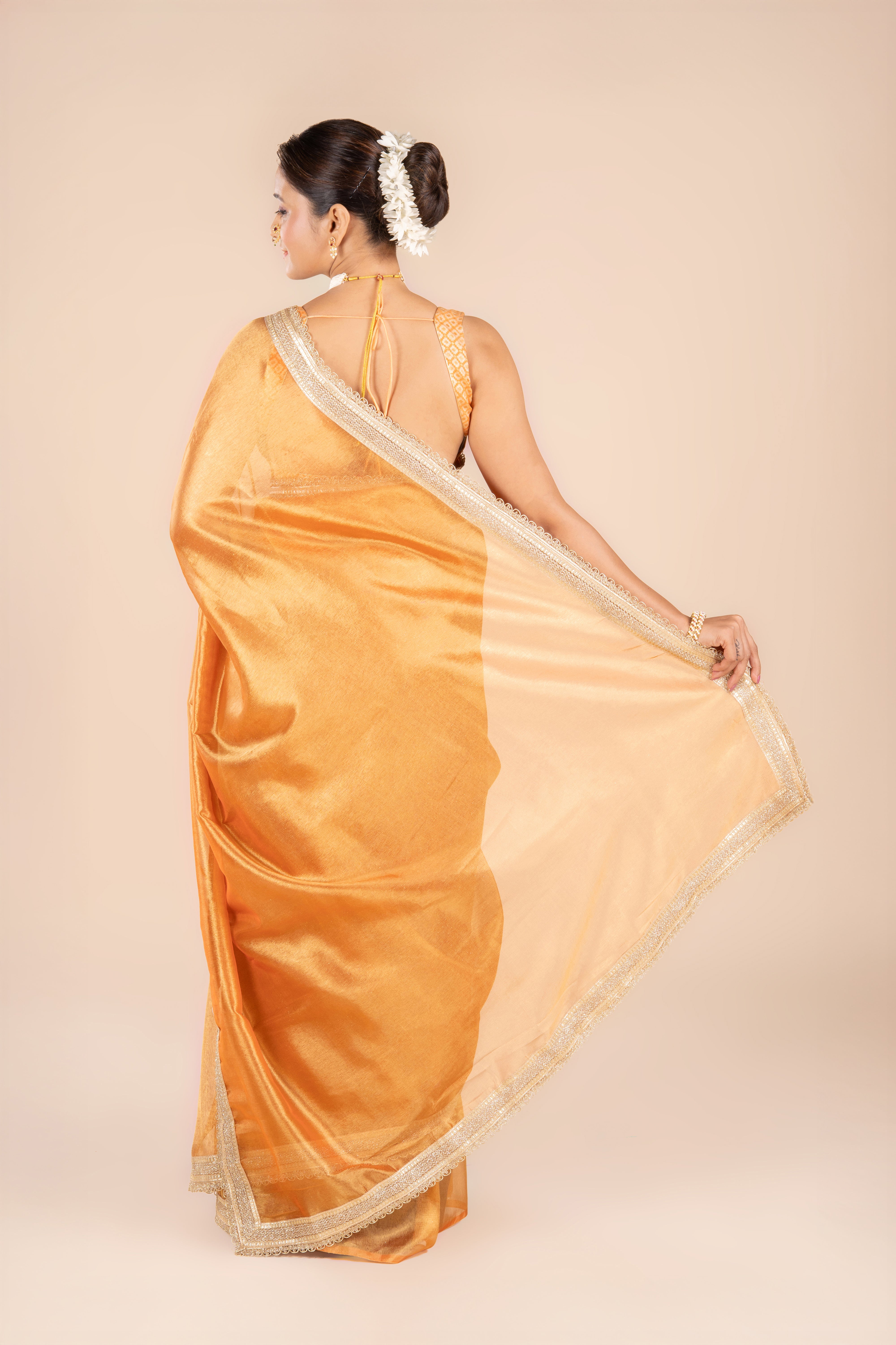Rust Tissue Silk Saree