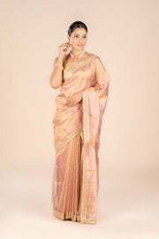 Rose Gold Tissue Silk Saree
