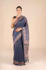 Dark Grey Maheshwari Cotton Saree