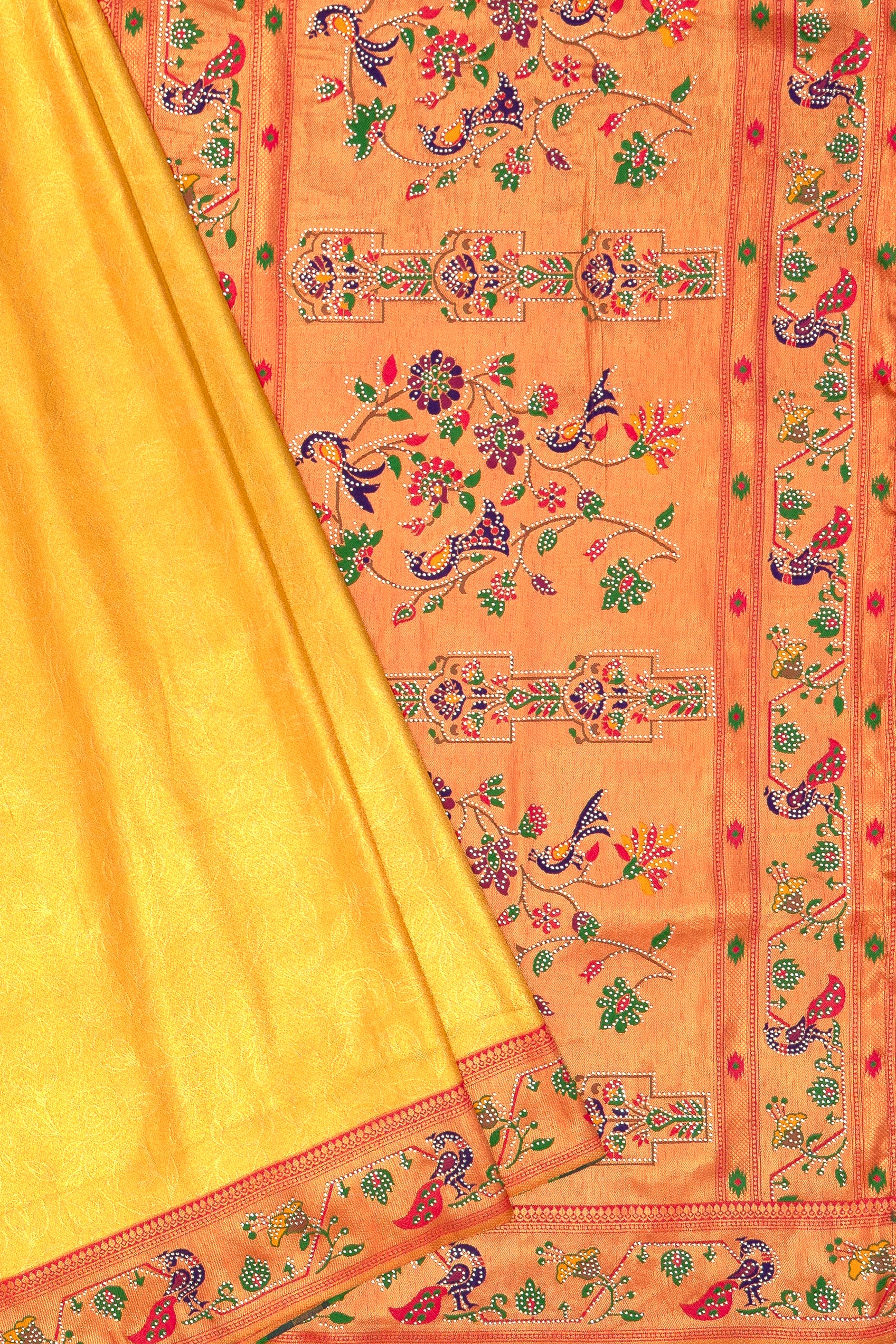 Gold Tissue Silk Paithani with Stonework on Pallu and Border