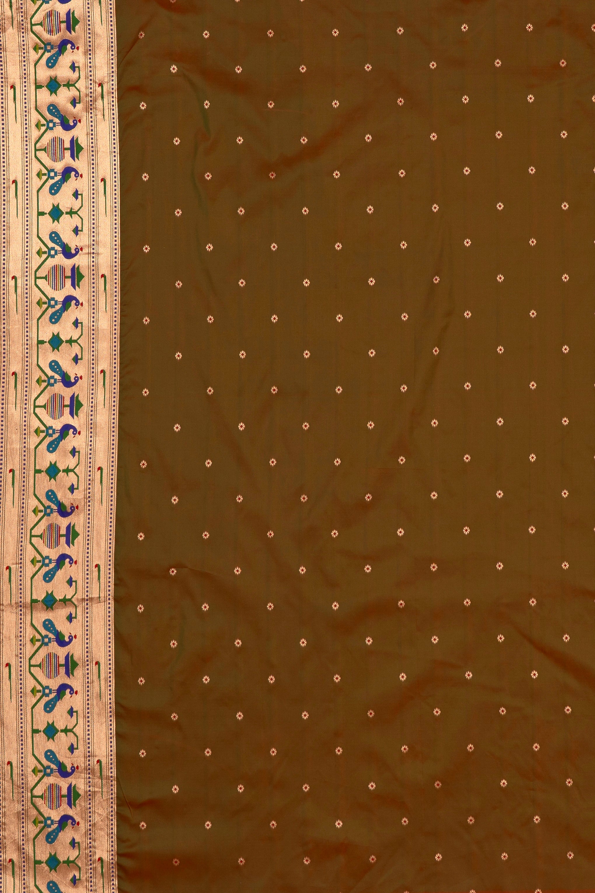 Mehndi Green Apurva Silk Paithani Saree with Nath Butti
