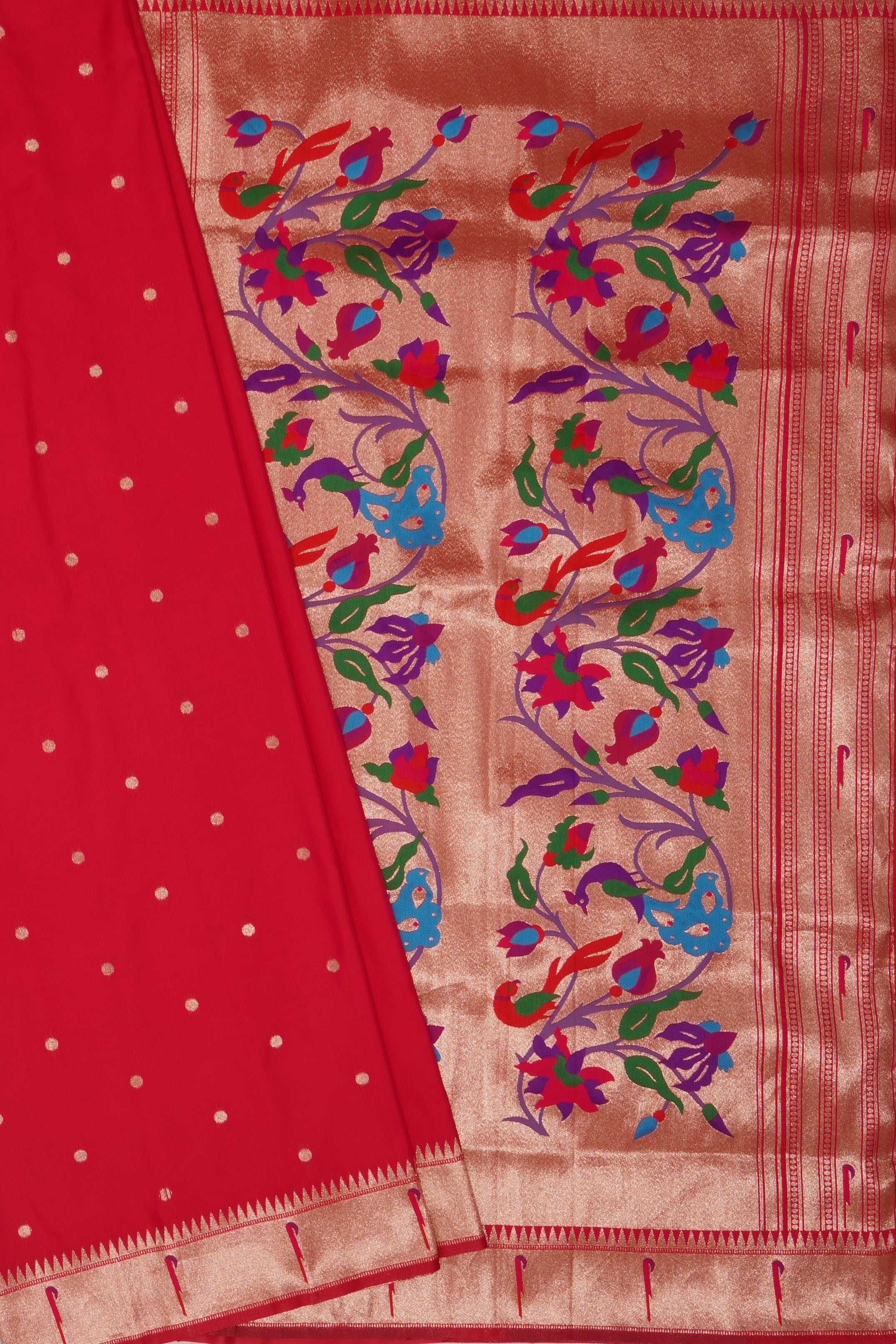 Rani Pink Katan Silk Paithani Saree with Munya Border and Brocade Blouse