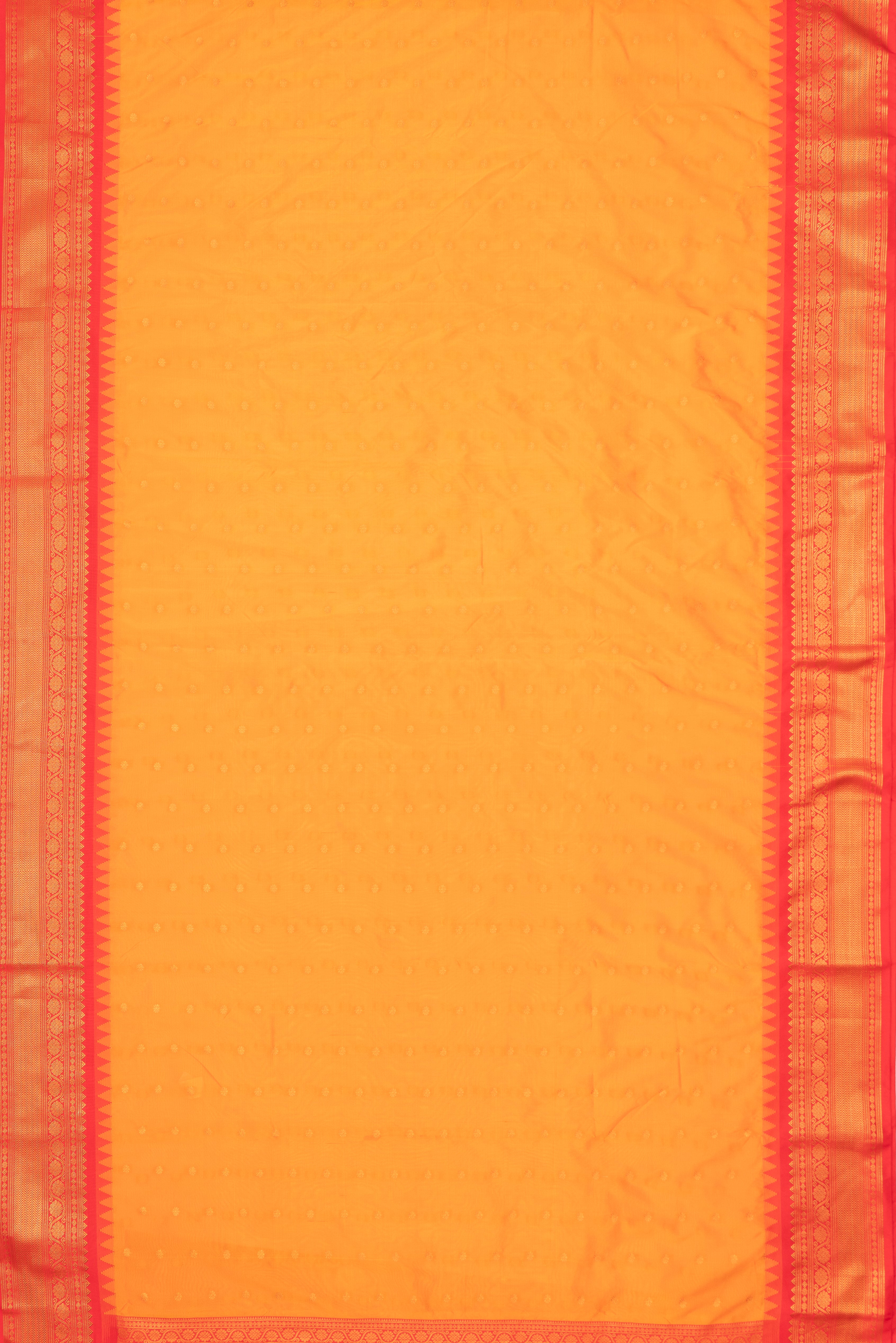 Kesari Orange Apurva Silk Irkal Saree with Contrast Red Blouse