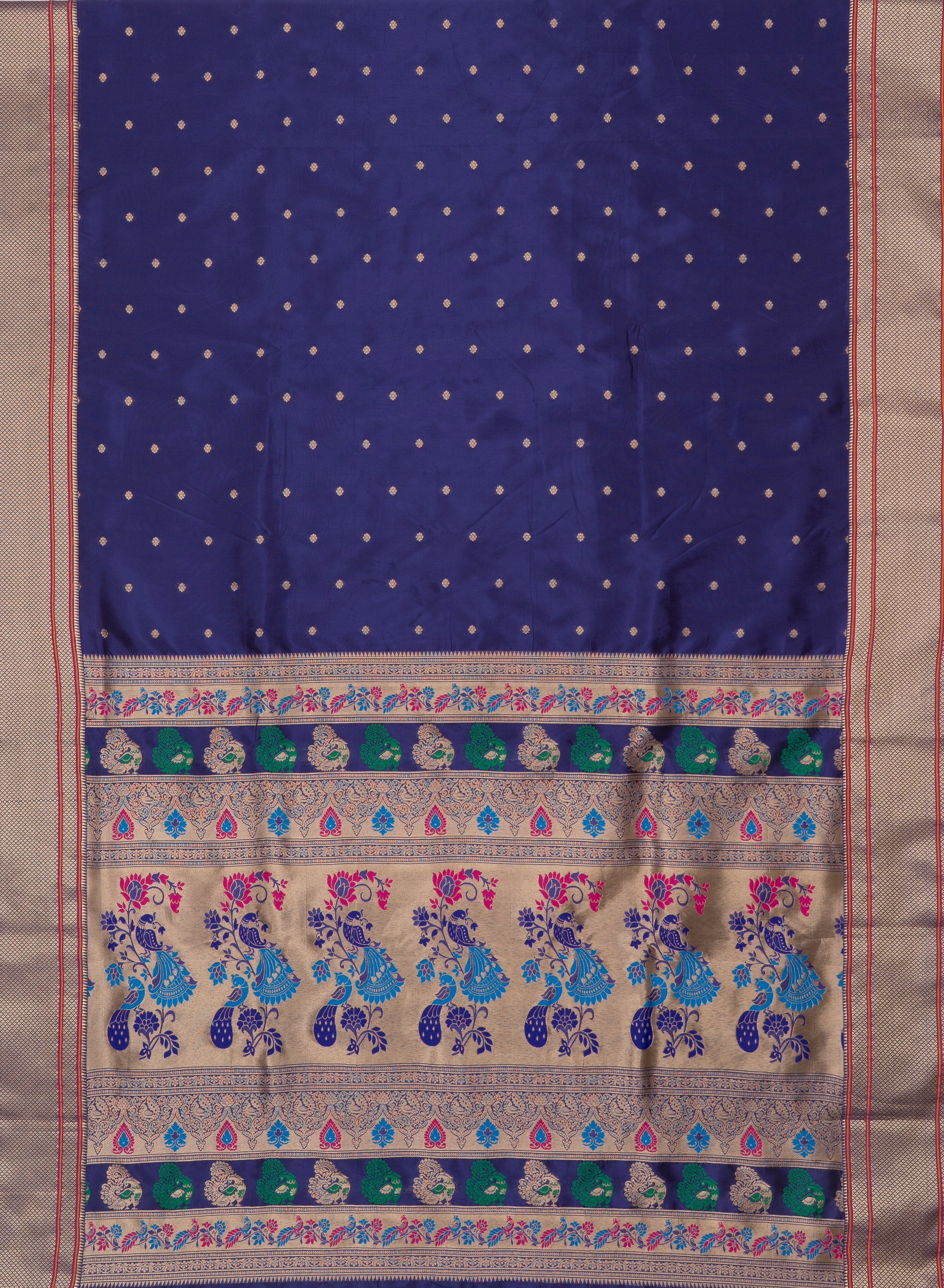 Maharani Purple Apurva Silk Paithani Saree with Chattai Border, Multi Pallu and Self Blouse