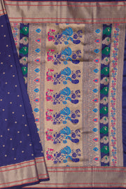 Maharani Purple Apurva Silk Paithani Saree with Chattai Border, Multi Pallu and Self Blouse