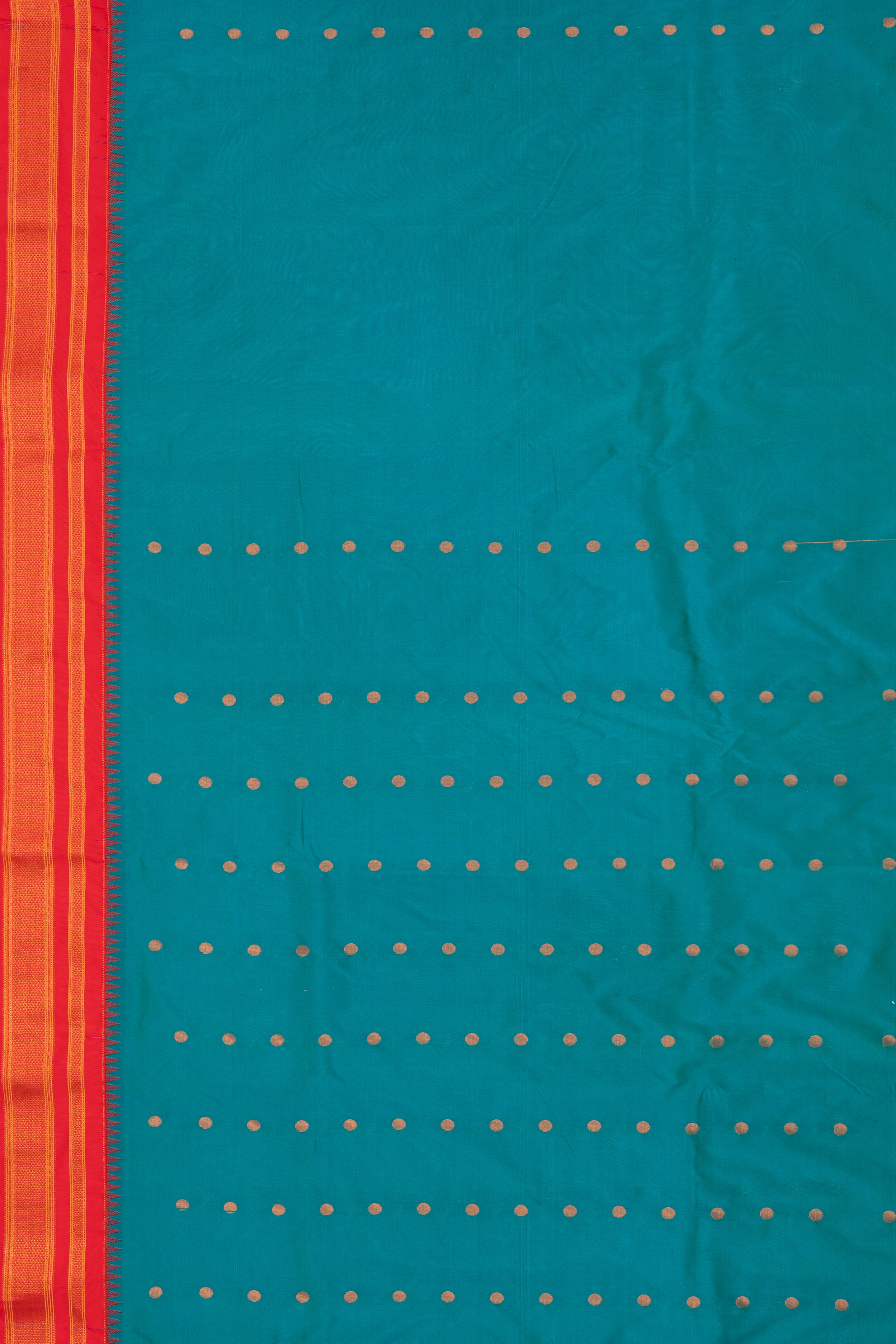 Peacock Blue Apurva Silk Irkal Saree with Contrast Red border