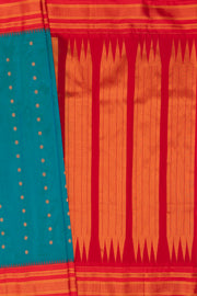 Peacock Blue Apurva Silk Irkal Saree with Contrast Red border