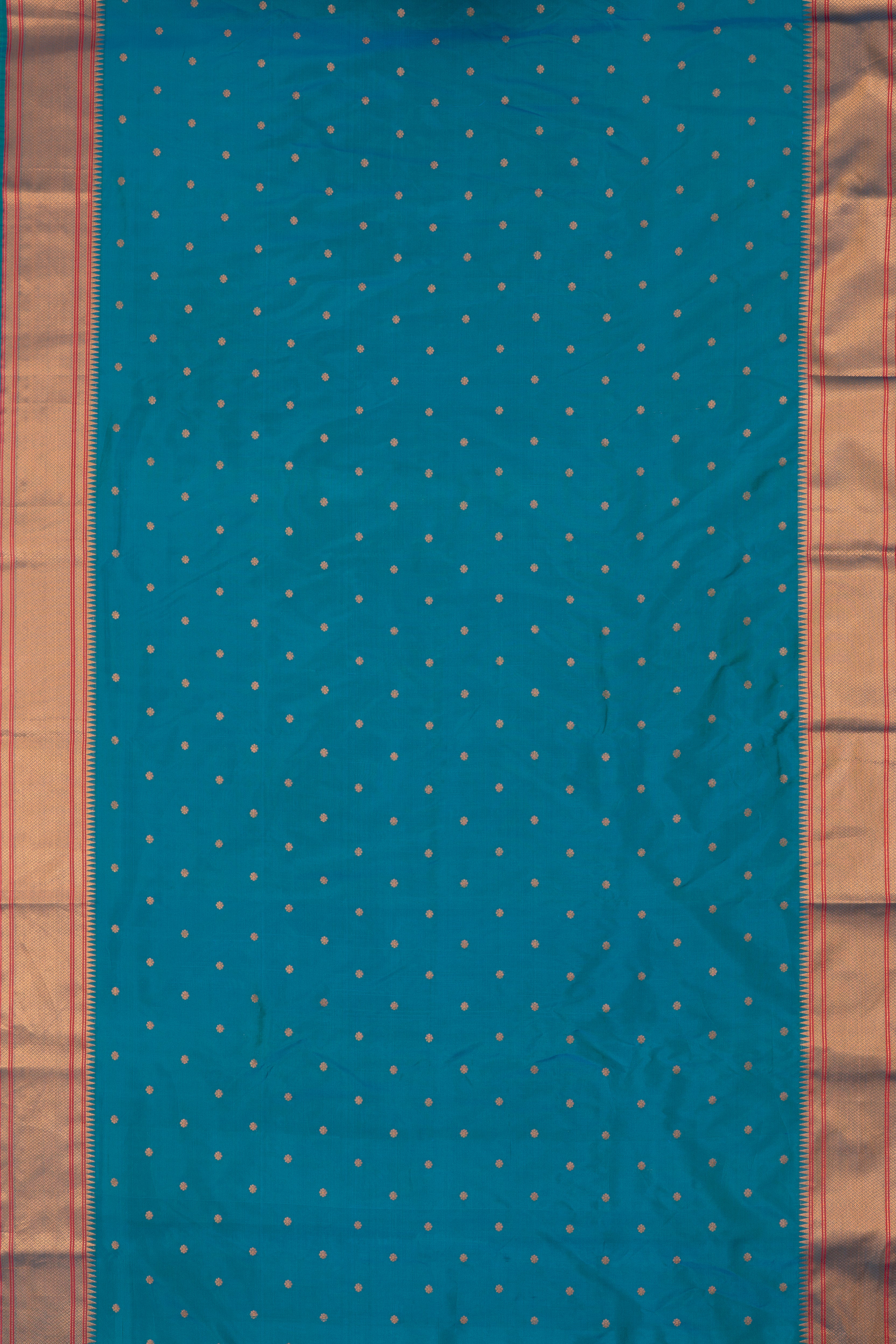 Peacock Blue Apurva Silk Irkal Paithani with Karnaphuli butti, Chattai border and Self blouse