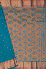 Peacock Blue Apurva Silk Irkal Paithani with Karnaphuli butti, Chattai border and Self blouse