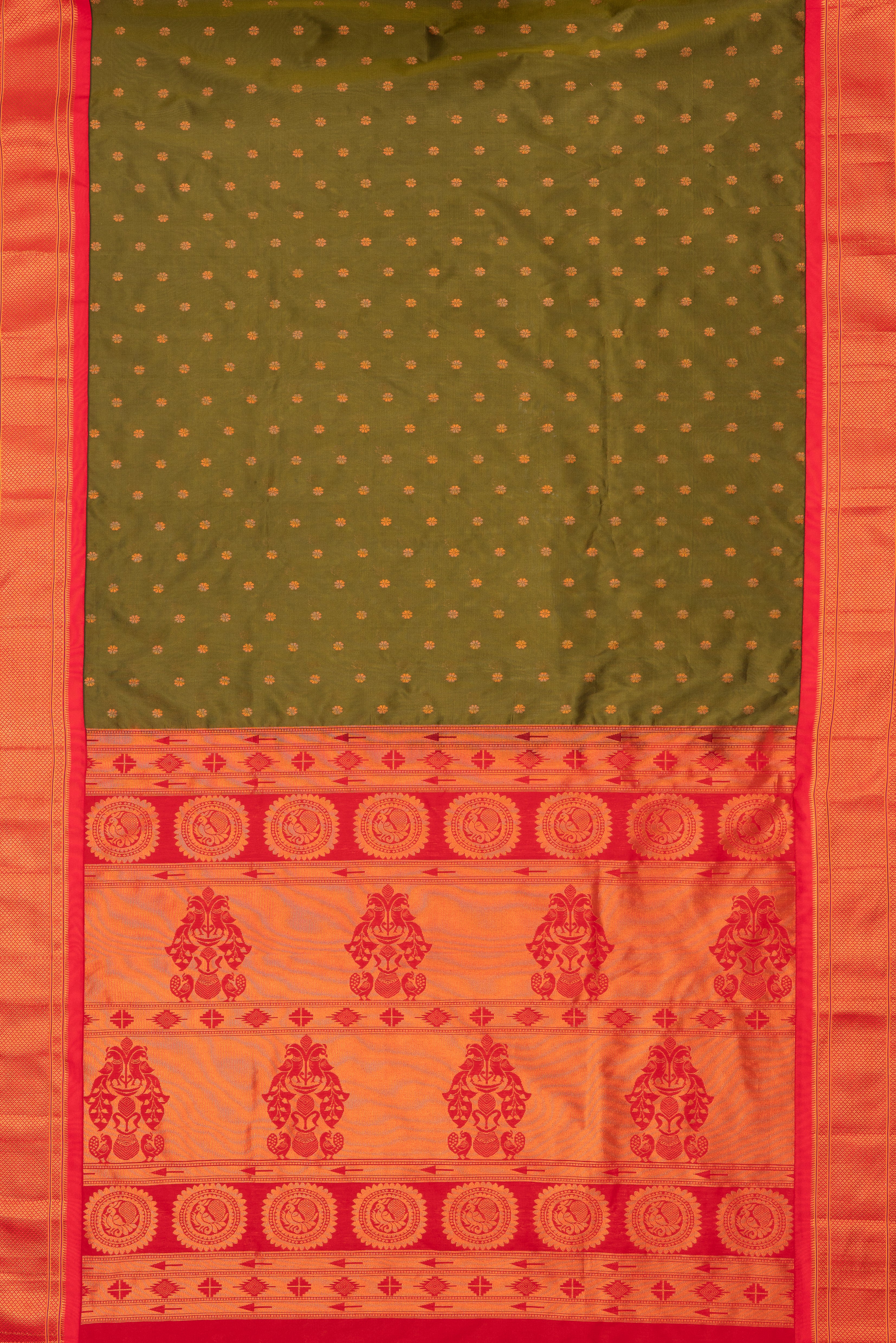 Mehndi Green Apurva Silk Paithani Saree with Karnaphulli Butti