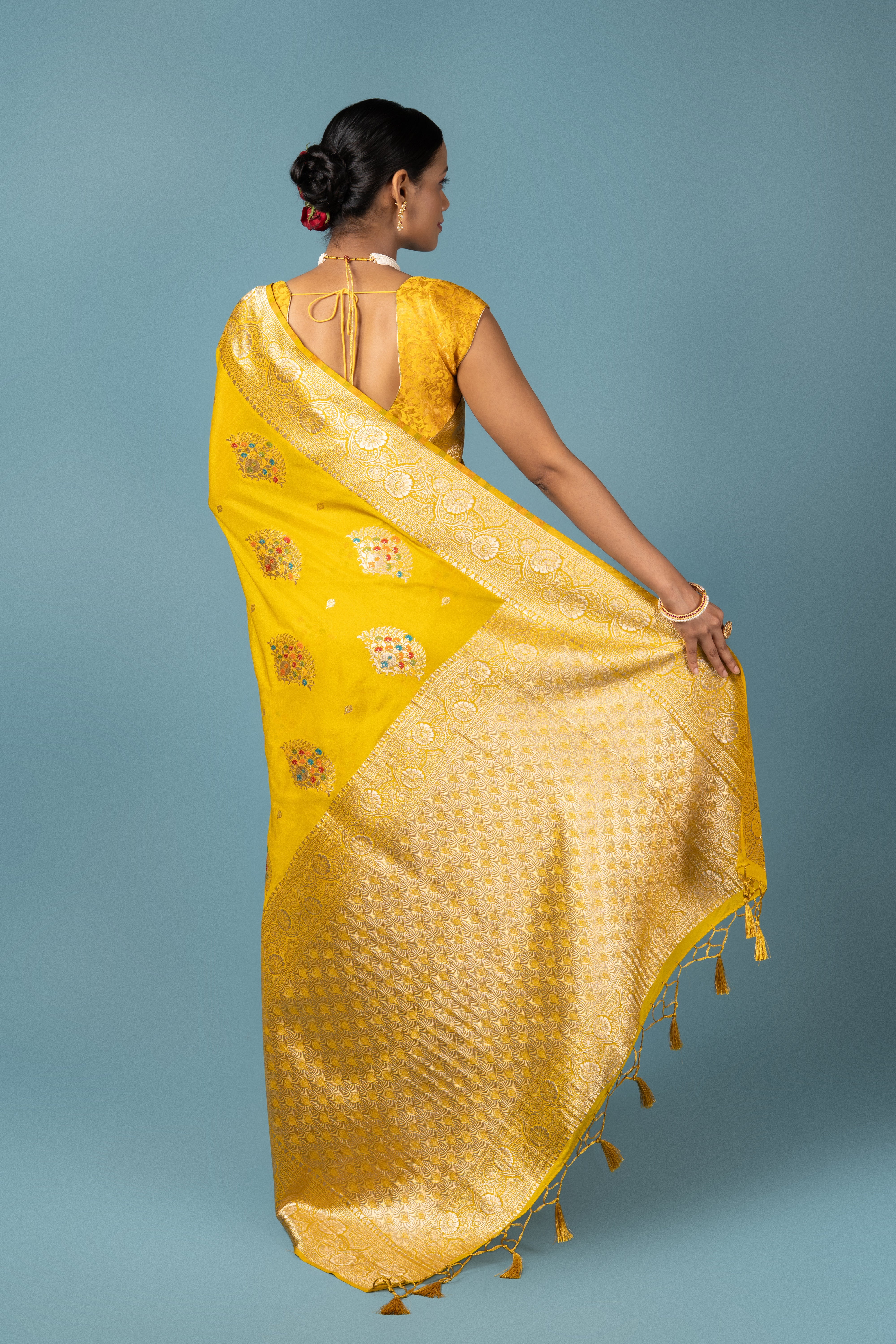 Mustard Yellow Georgette Banarasi Saree