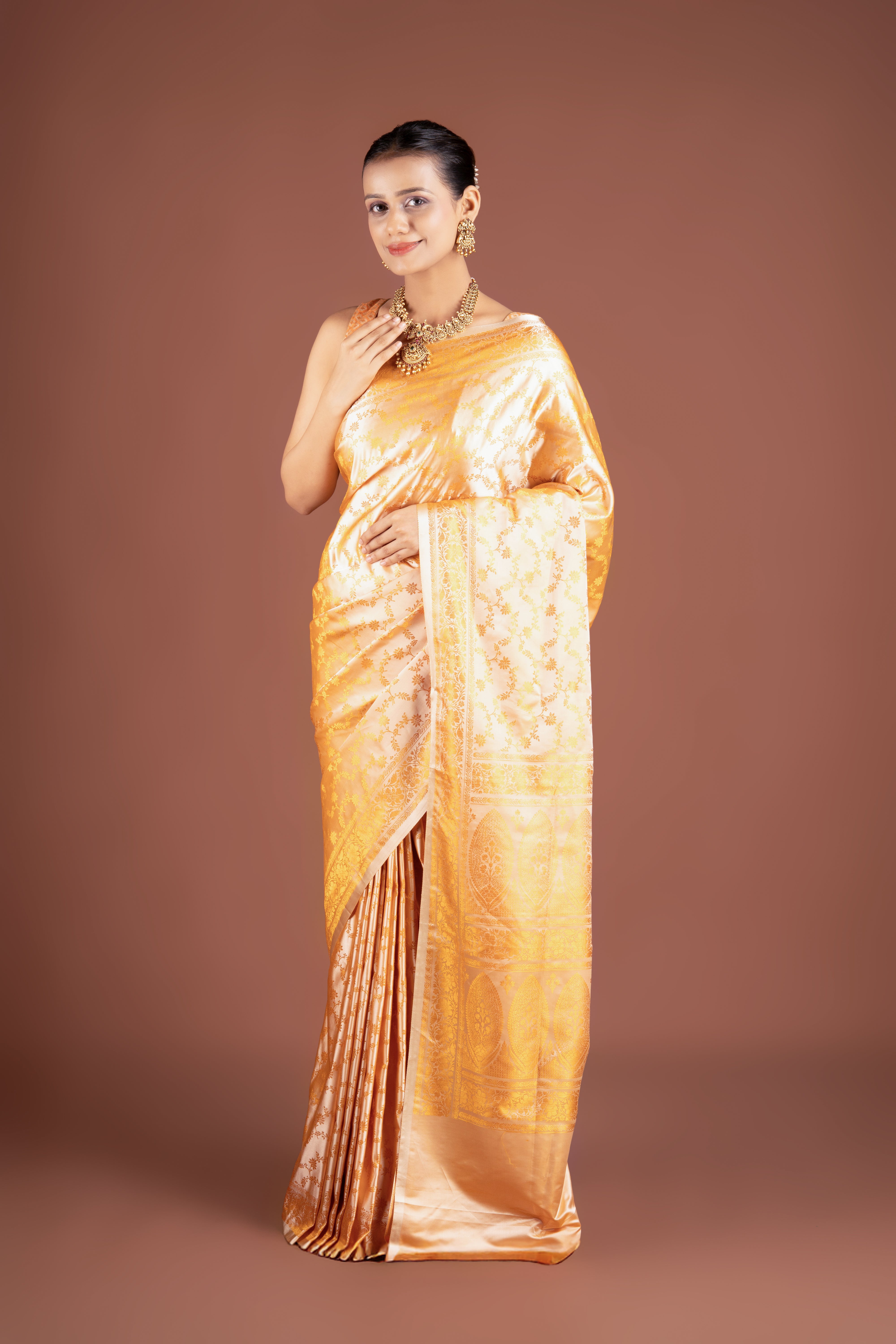 Orange Soft Silk Banarasi Saree
